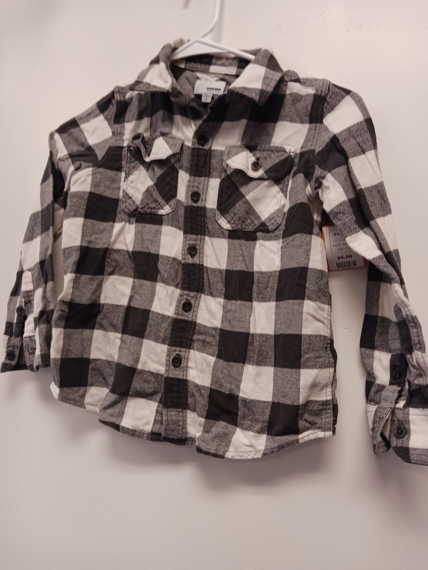 Grey/White Plaid Sonoma Flannel, 7 B