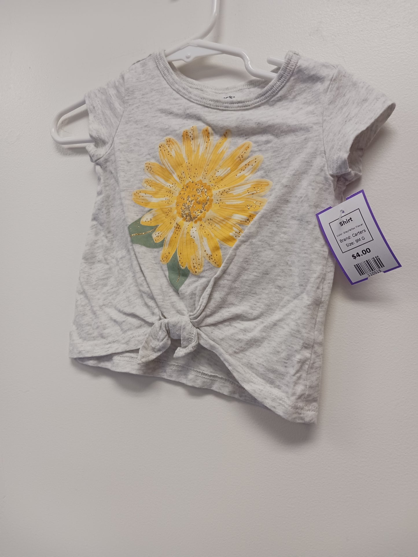 Grey/Yellow Flower Carters Shirt, 9M G