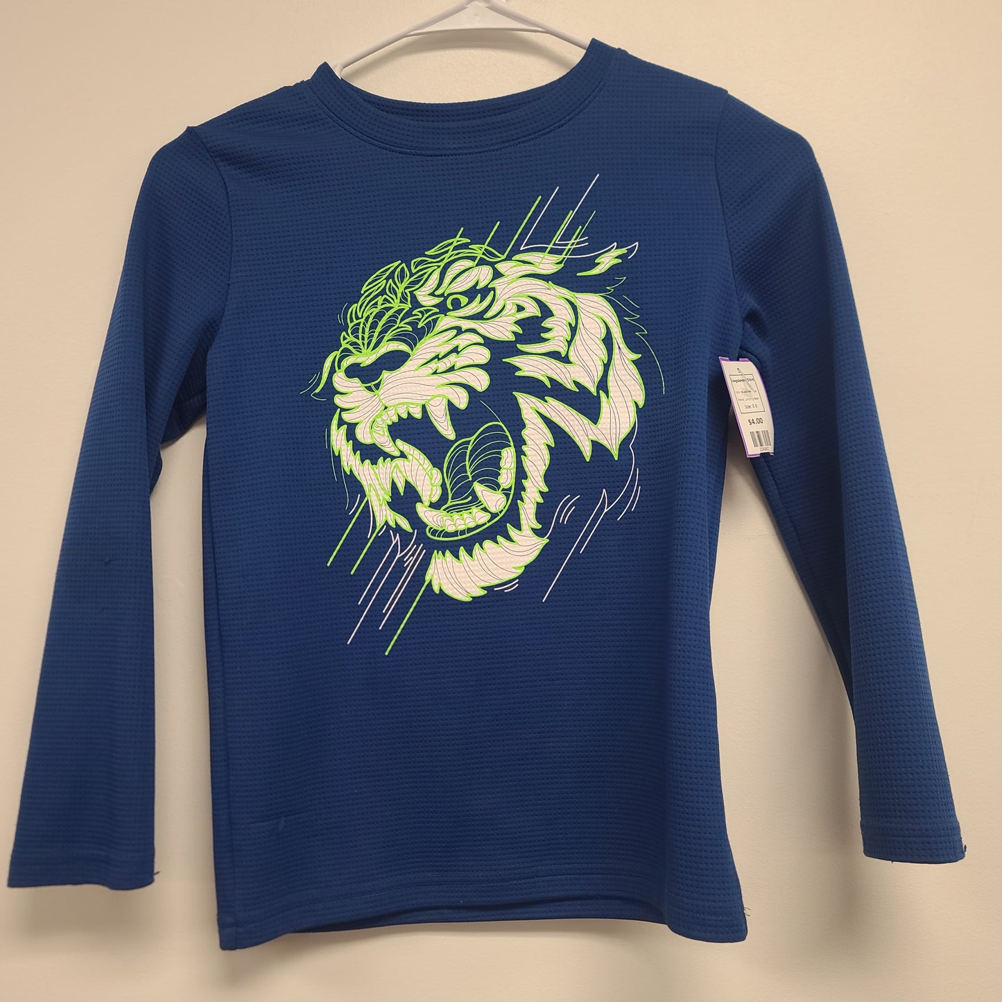 Blue/Green Tiger Jumping Bean Longsleeve Shirt, 8 B