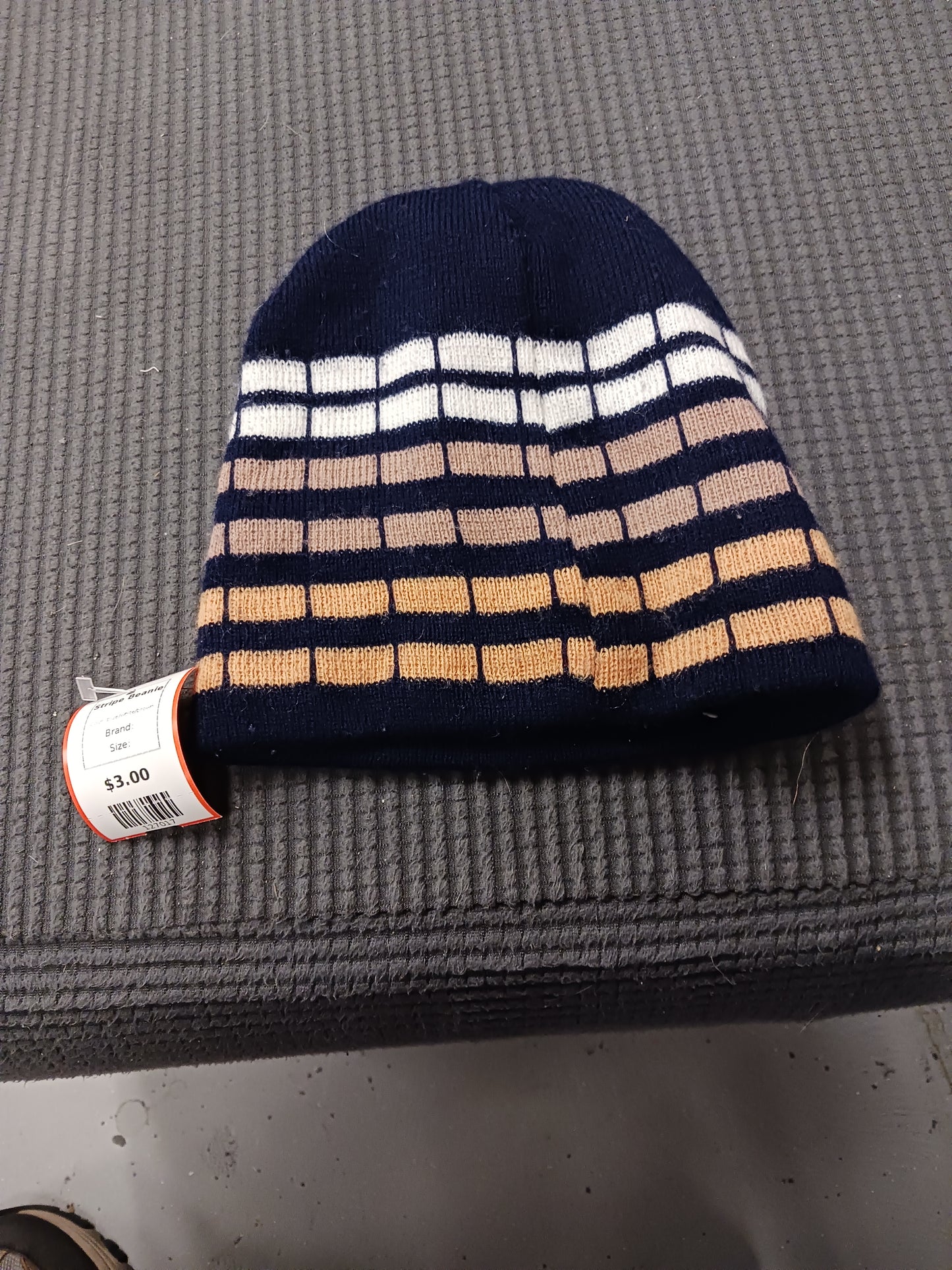 blue/white/brown Stripe Beanie