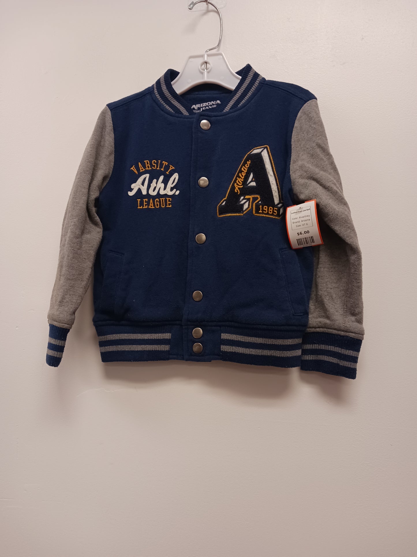 Blue/Grey Arizona Letterman Jacket, 4T G