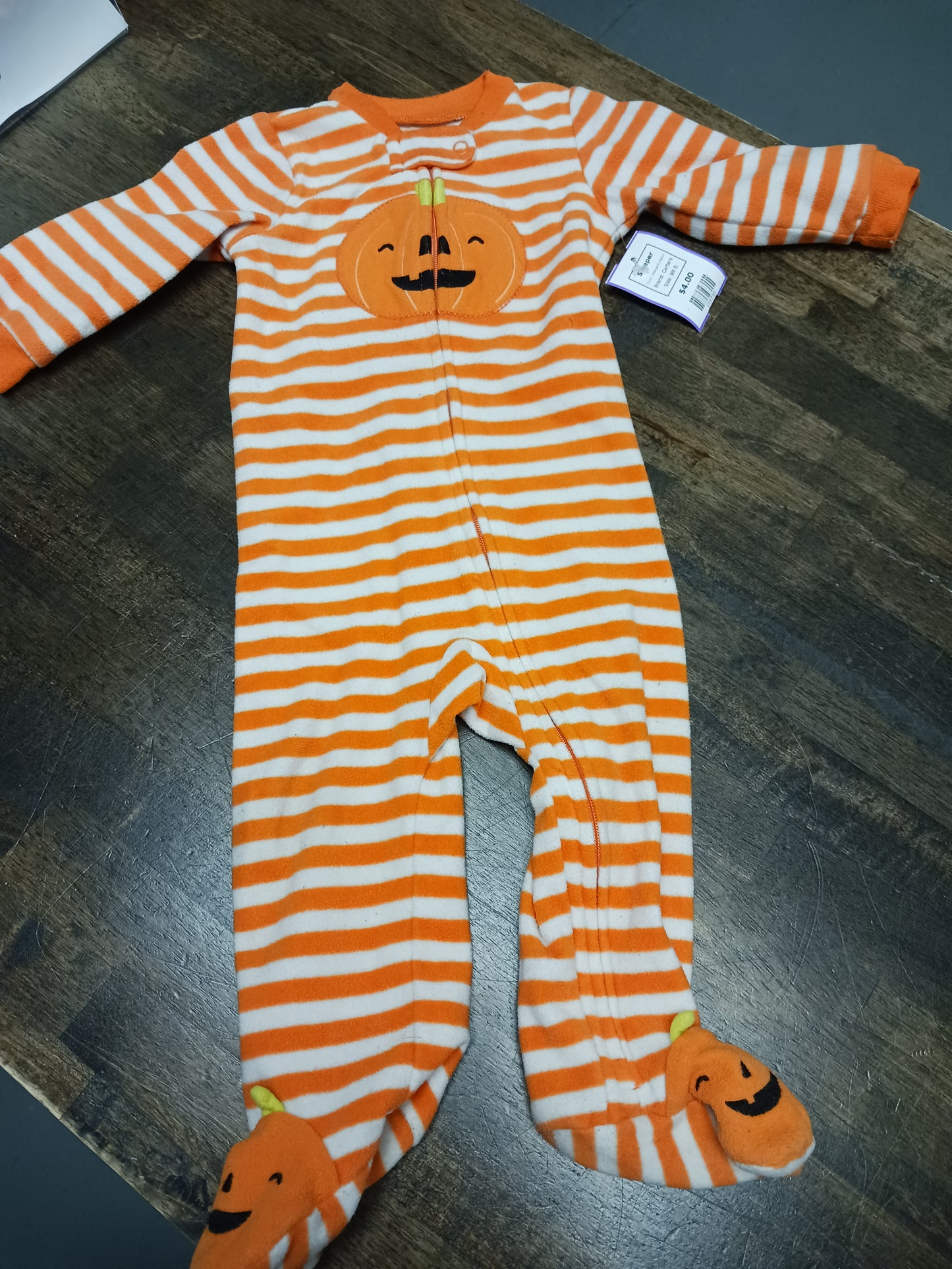 Orange Pumpkin Carters Sleeper, 9M B