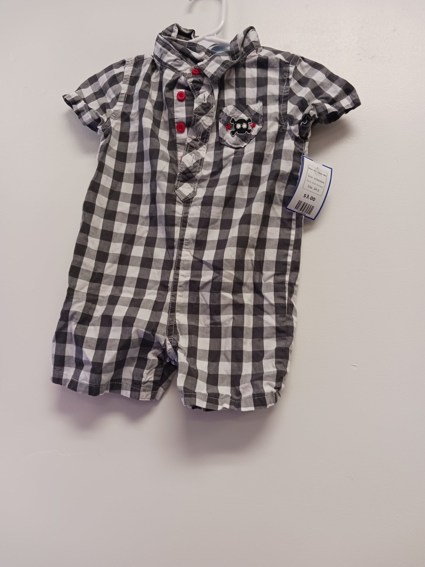 white/black Small Wonders Skull One Piece 3/6m, 3M B