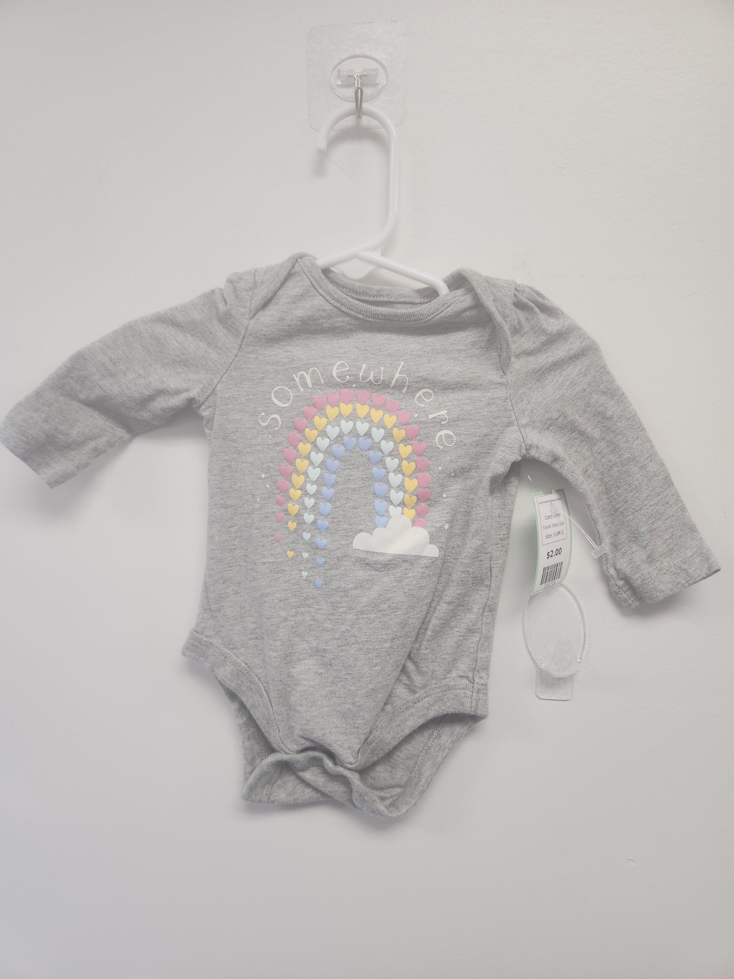 Grey Baby Gap Long Sleeve Rainbow Onesie, 3-6M G