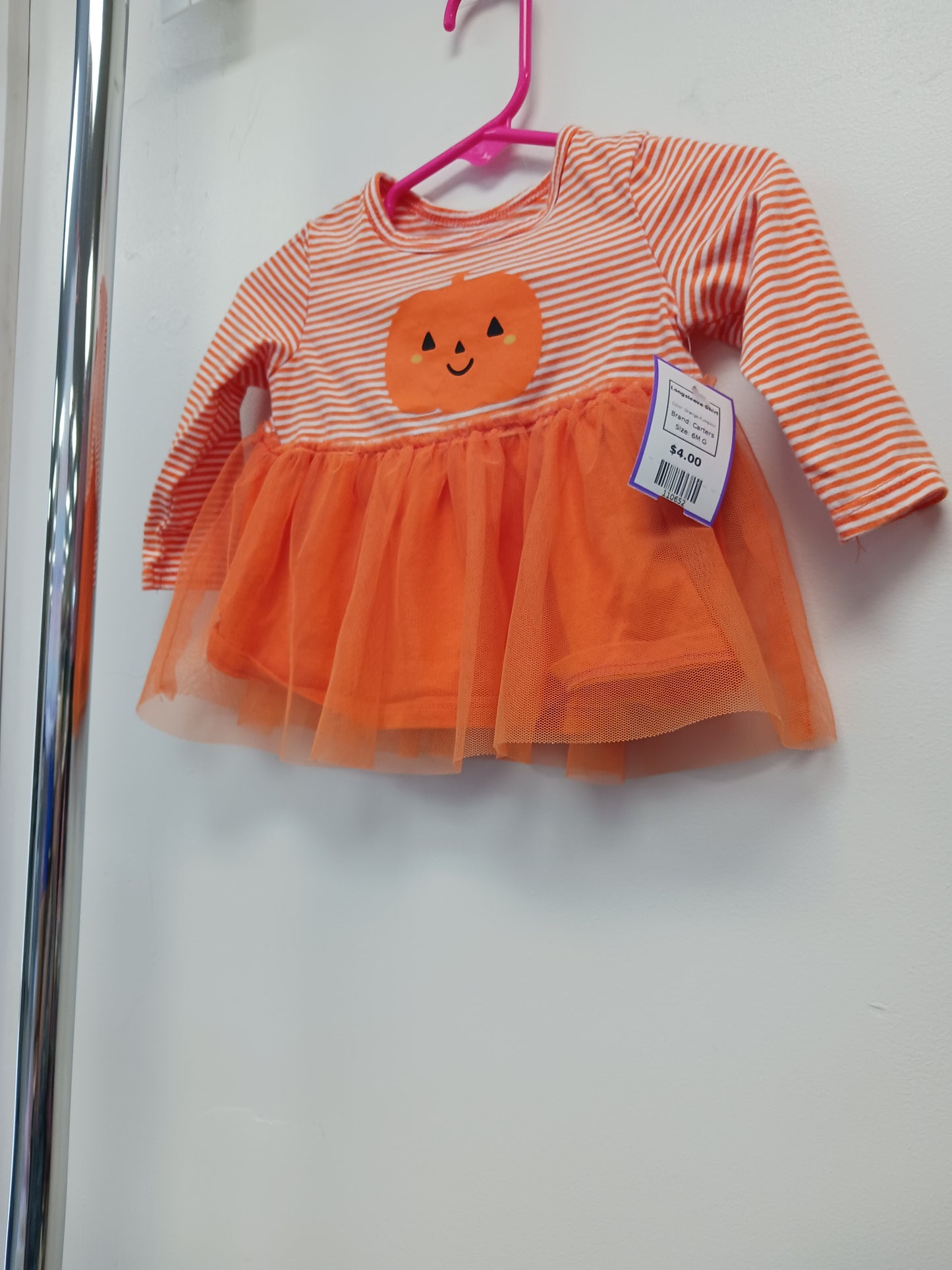 Orange Pumpkin Carters Longsleeve Shirt, 6M G
