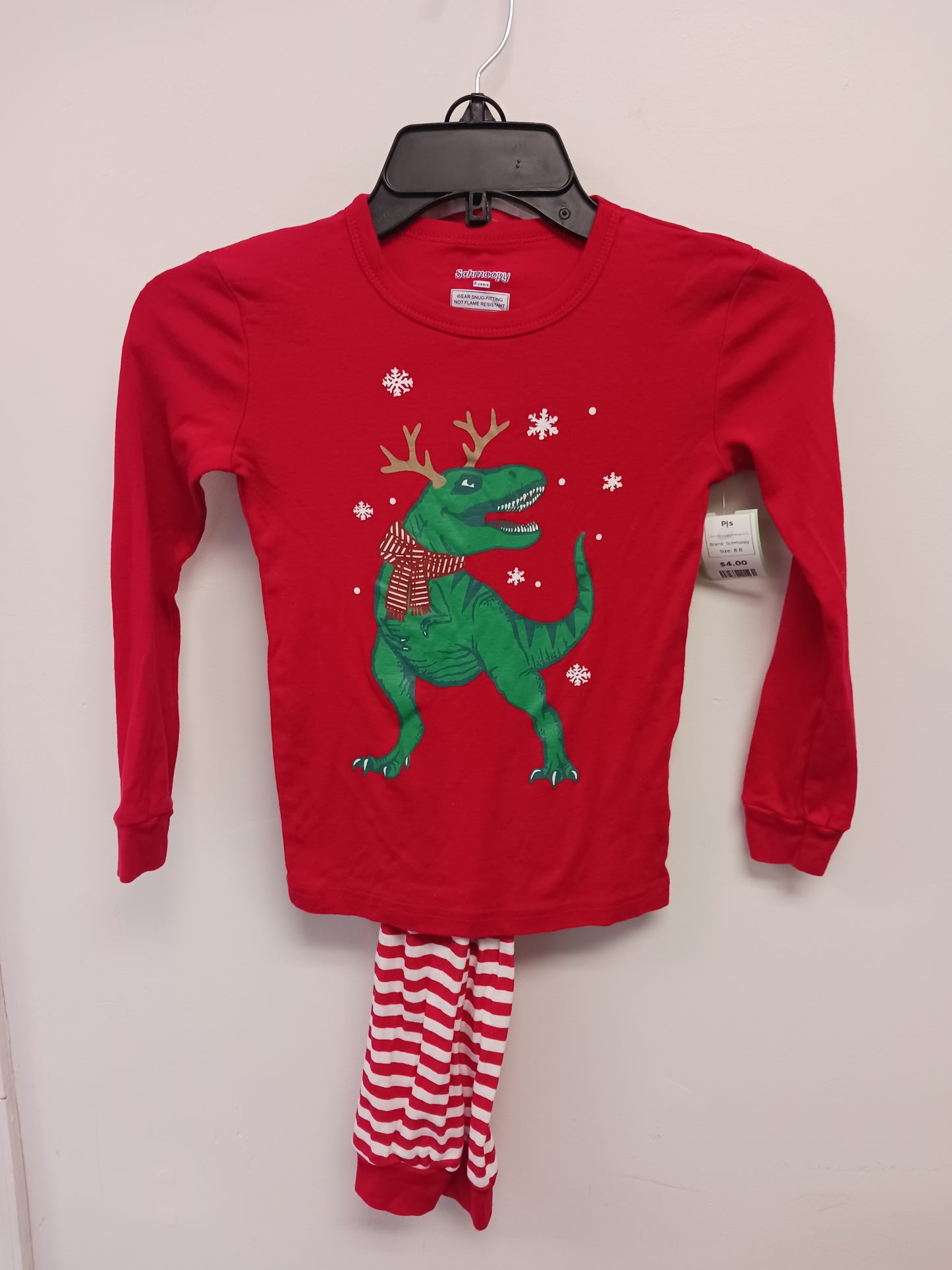 Red/White Christmas Dino Schmoopy Pjs, 8 B