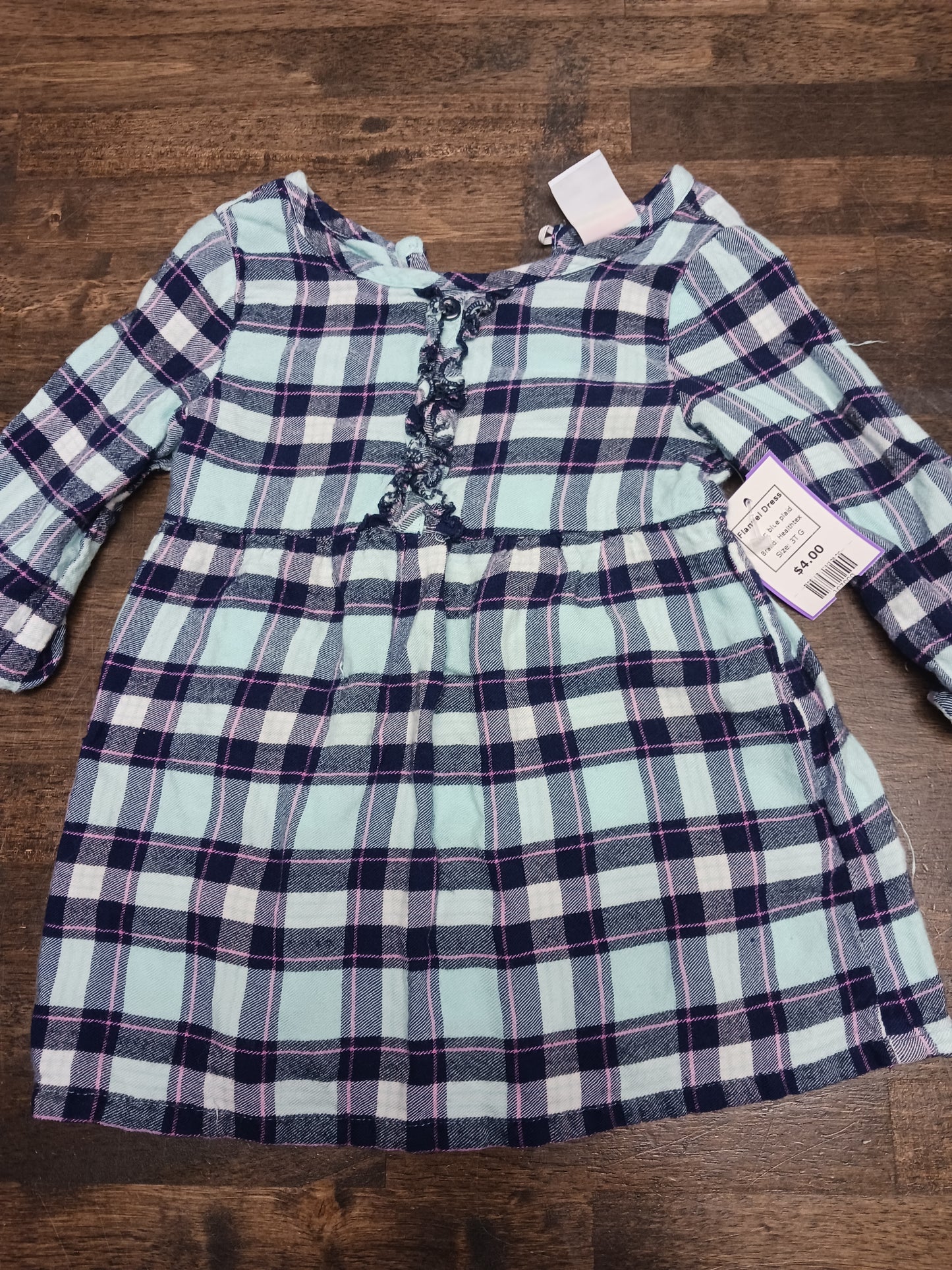 blue plaid Healthtex Flannel Dress, 3T G
