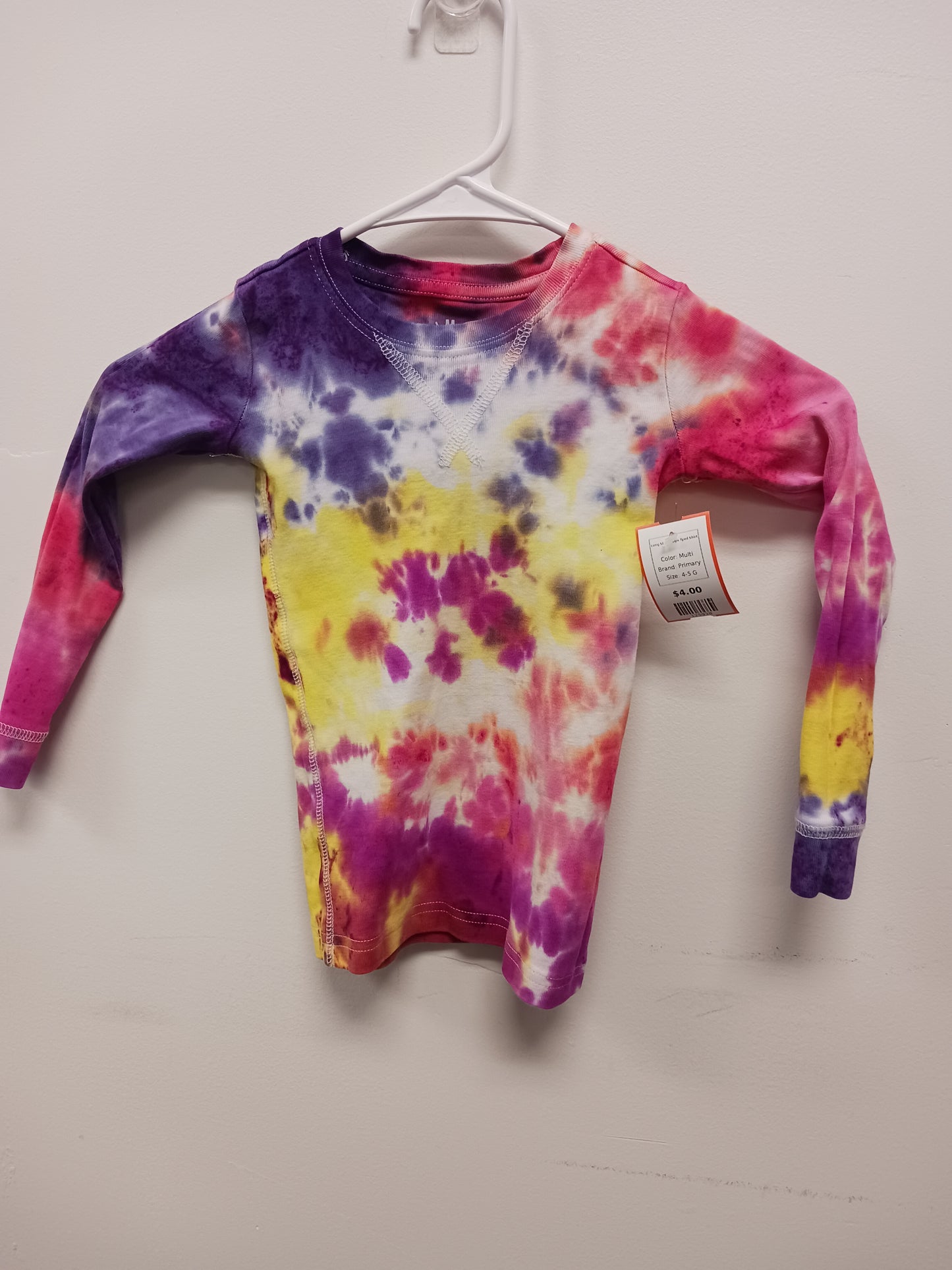 Multi Primary Long Sleeve Dye Tyed Shirt, 4-5 G