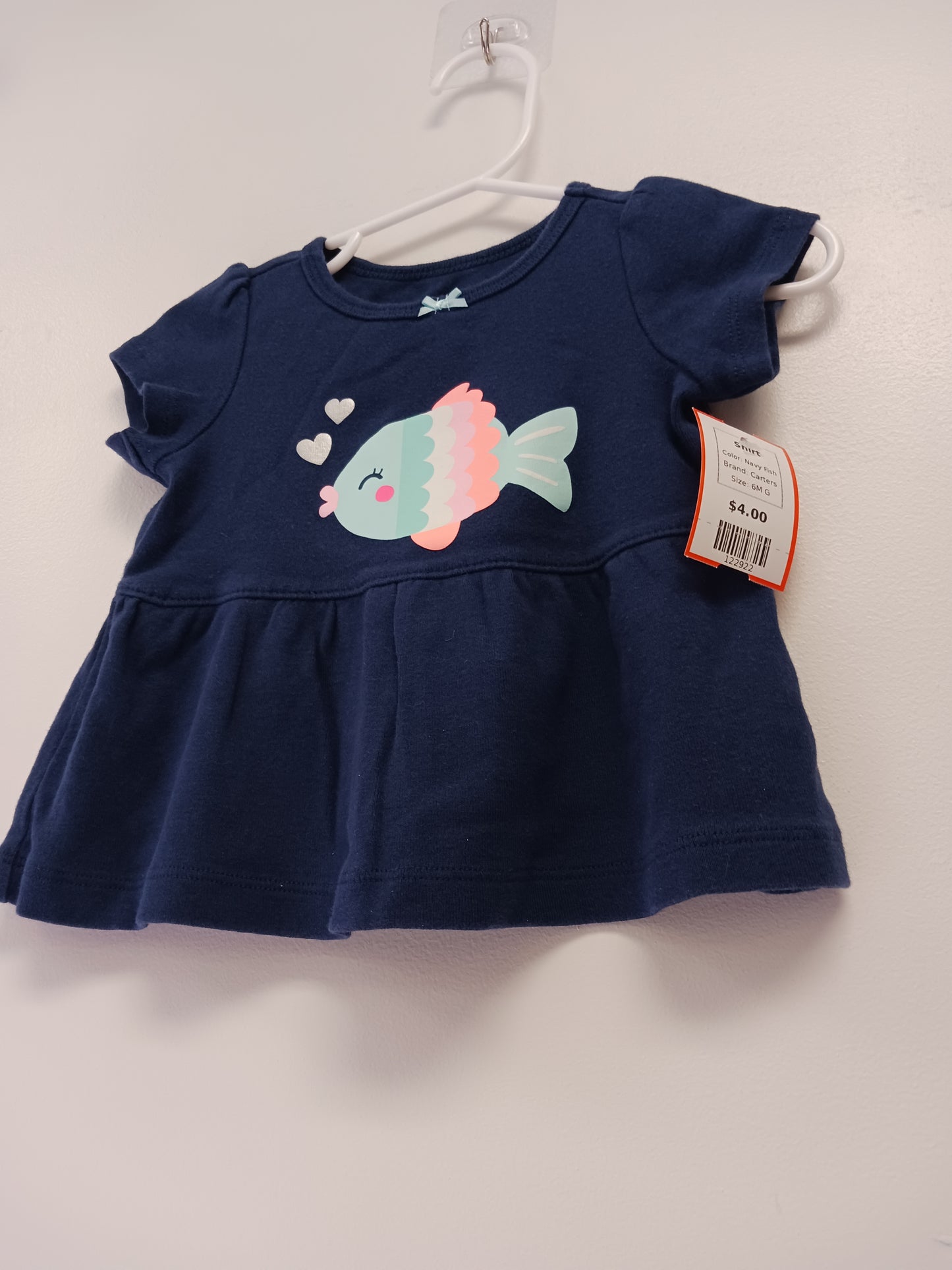 Navy Fish Carters Shirt, 6M G