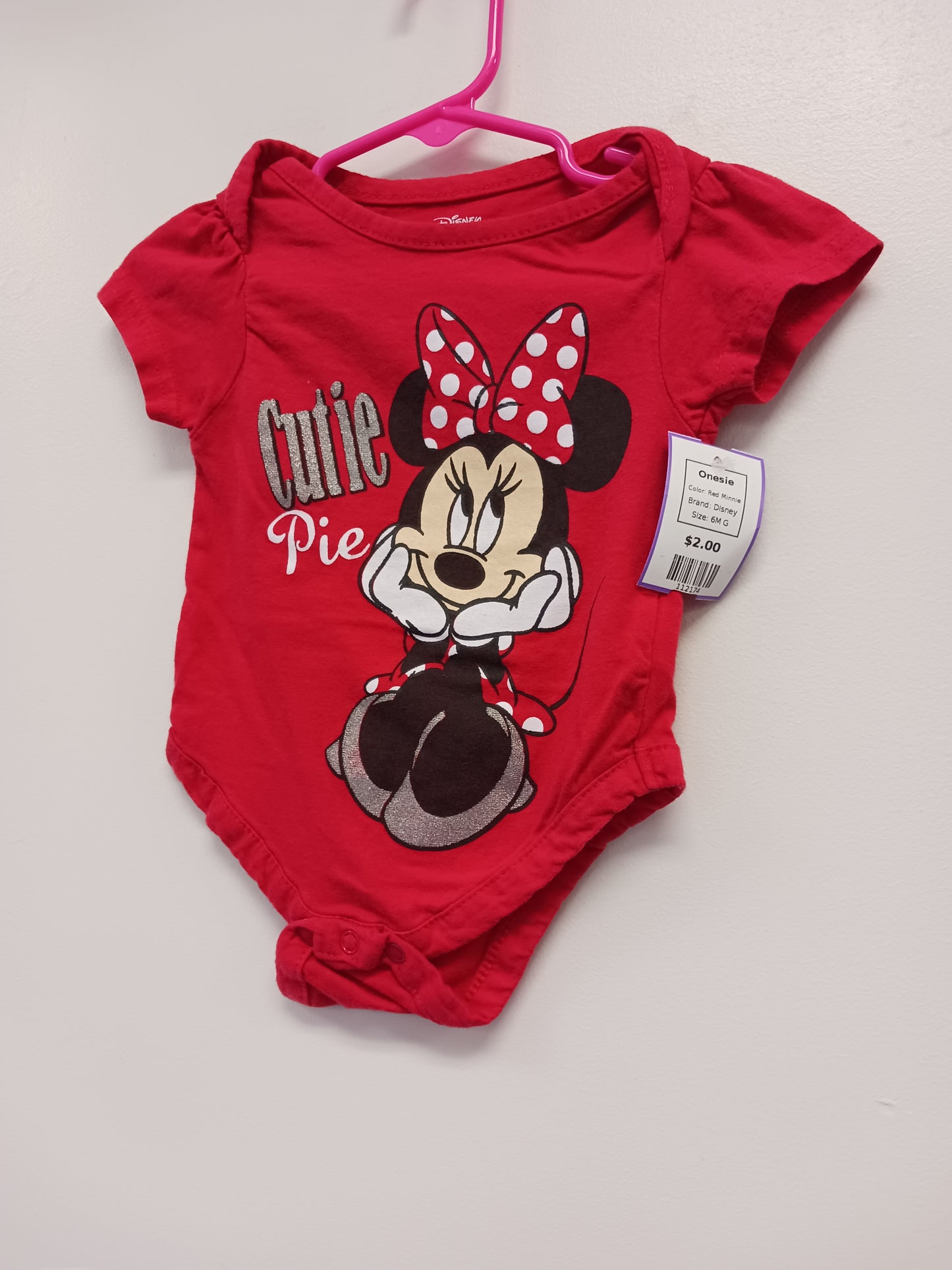Red Minnie Disney Onesie, 6M G