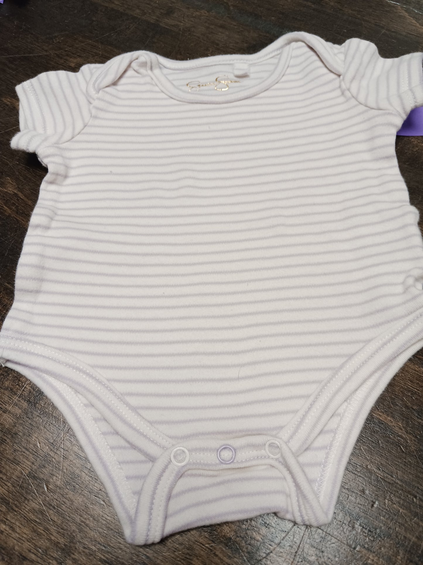 Purple/White Striped Jessica Simpson Onesie, NB G