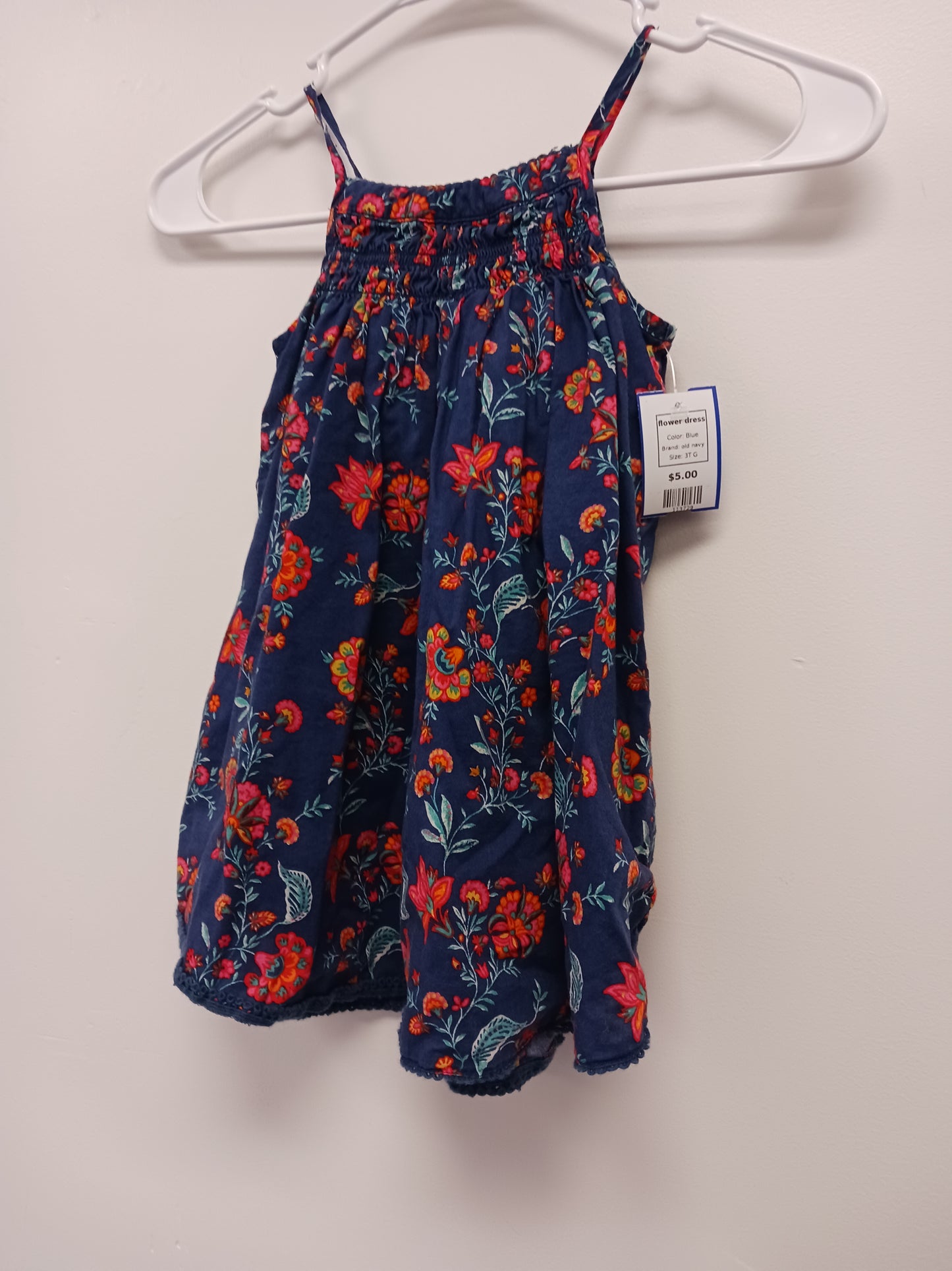 Blue old navy flower dress, 3T G