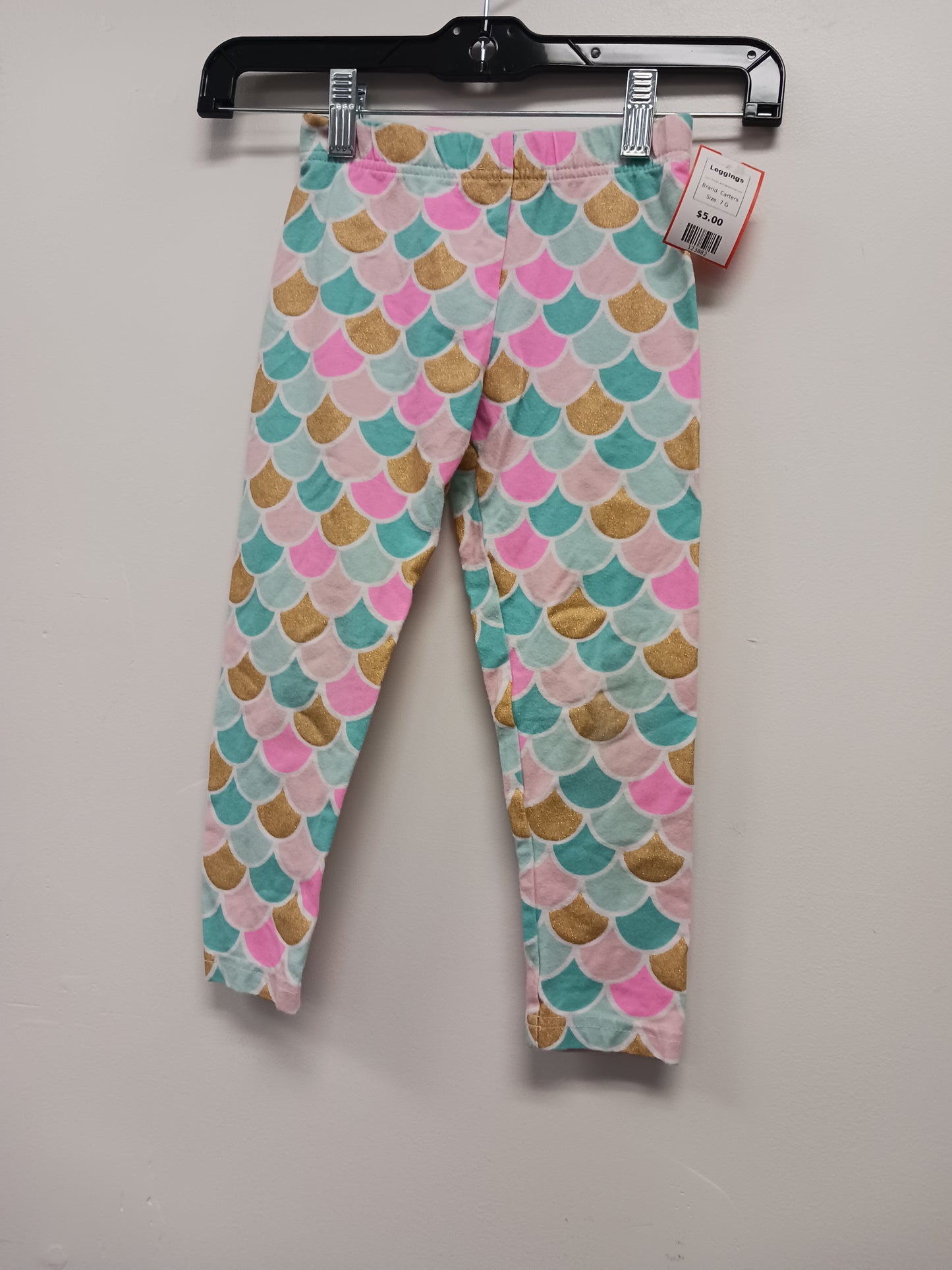 Pink/Blue/White/Gold Mermaid Carters Leggings, 7 G