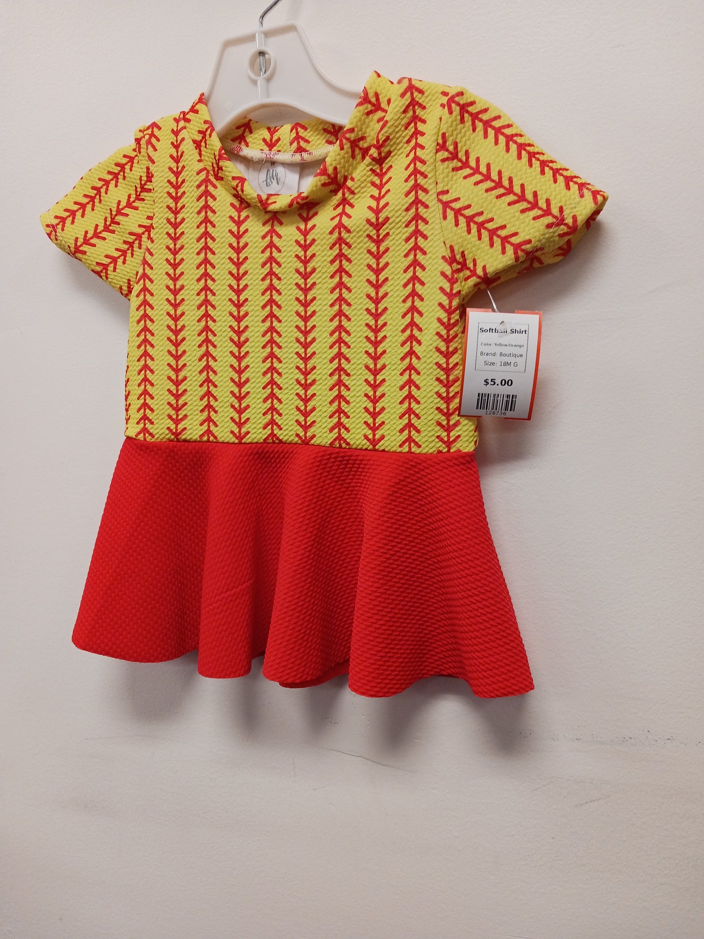 Yellow/Orange Boutique Softball Shirt, 18M G