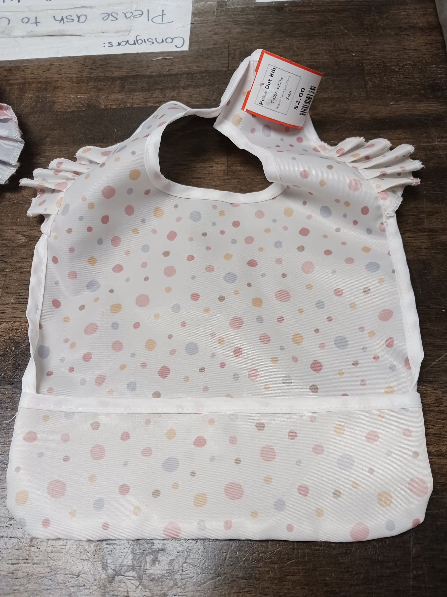 white Neat Solutions Poka Dot Bib