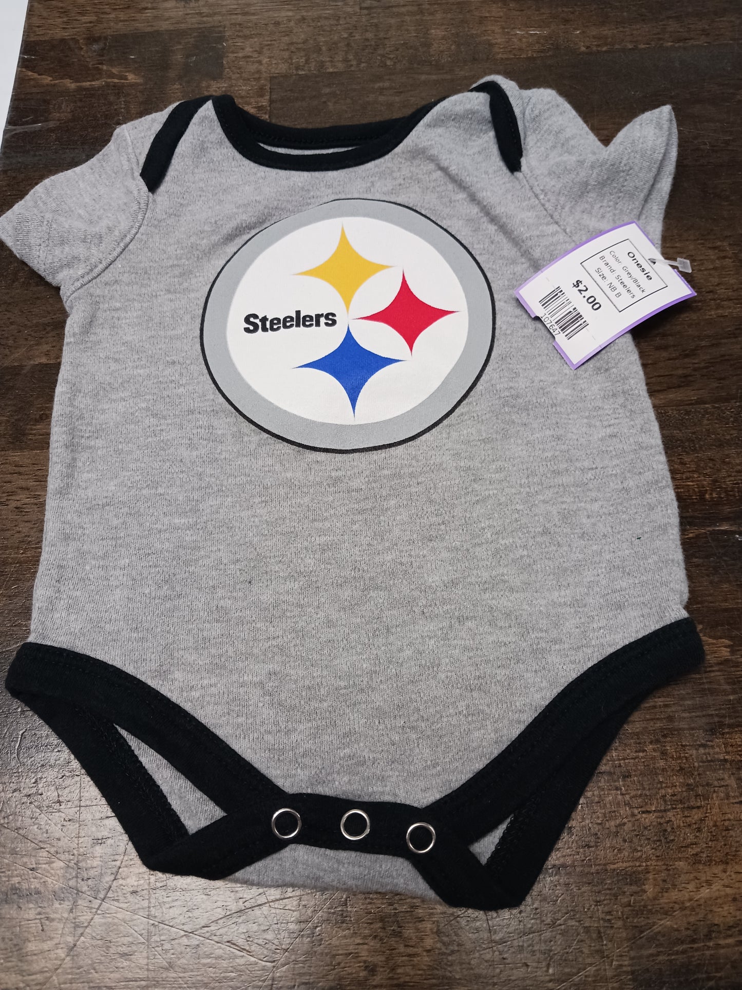 Grey/Black Steelers Onesie, NB B