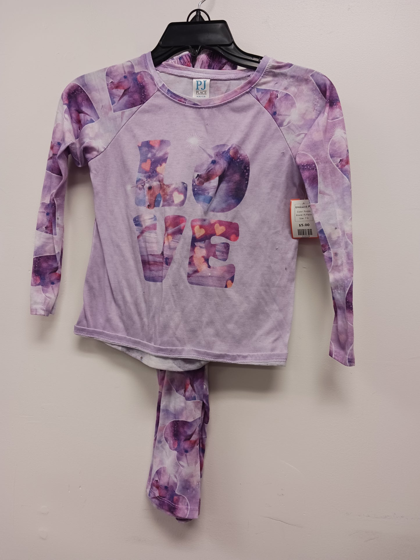 Purple PJ Place Unicorn Pjs, 7 G