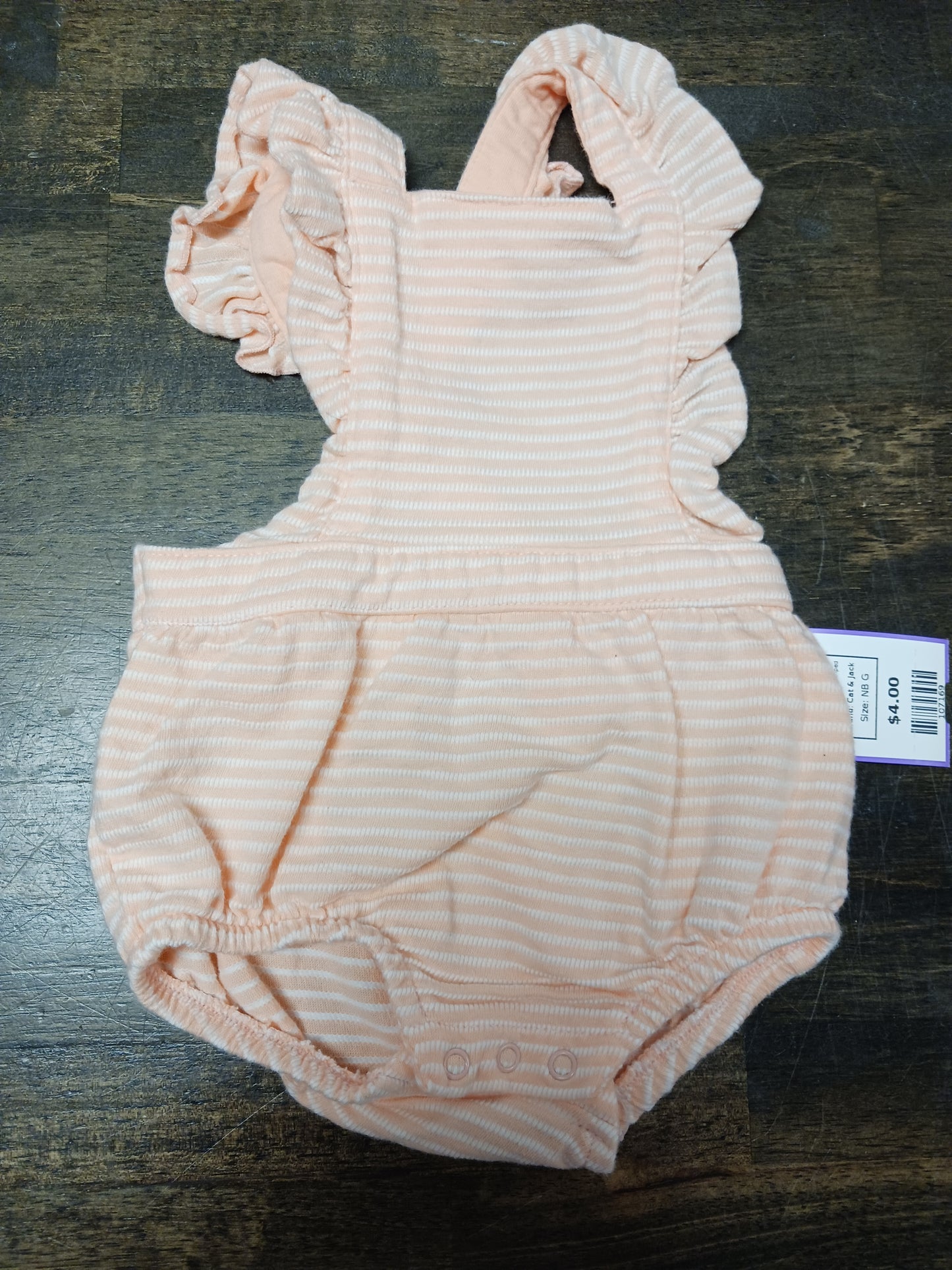 Pink/White Striped Cat & Jack Bib Shorts, NB G
