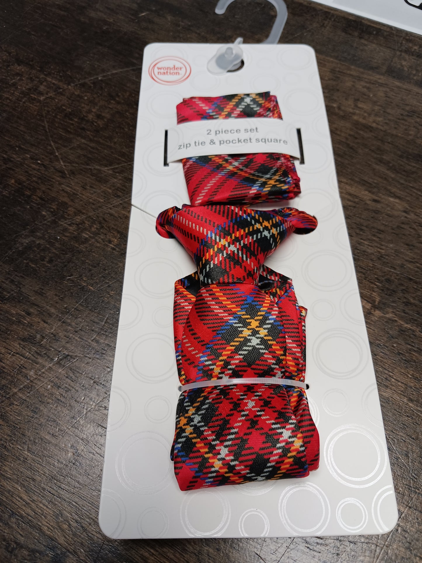 Red Plaid Wonder Nation Tie/Pocket Square