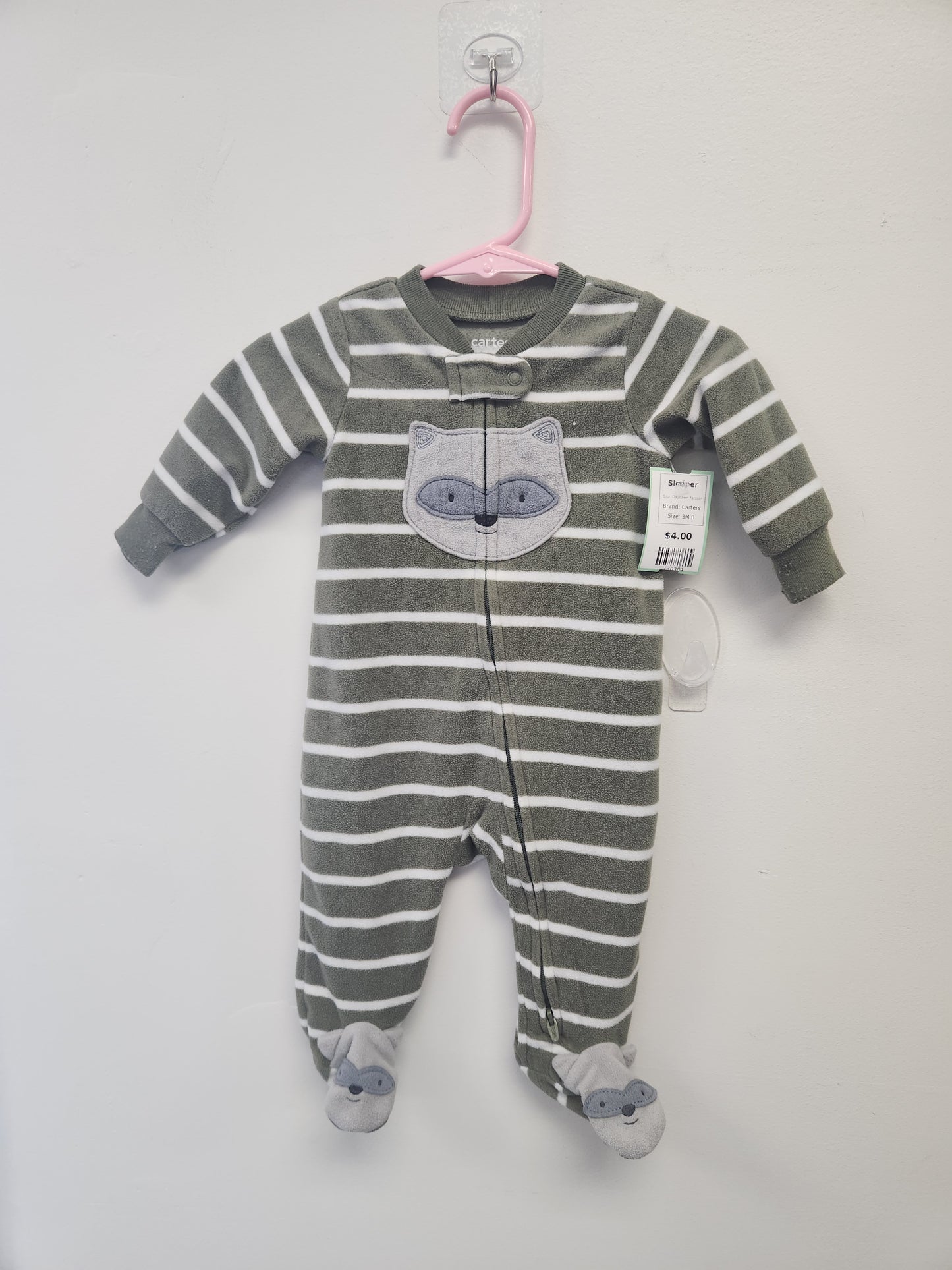 Grey/Green Raccoon Carters Sleeper, 3M B