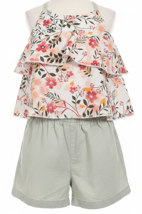 White/Green Flowers Shein Outfit, 18M G