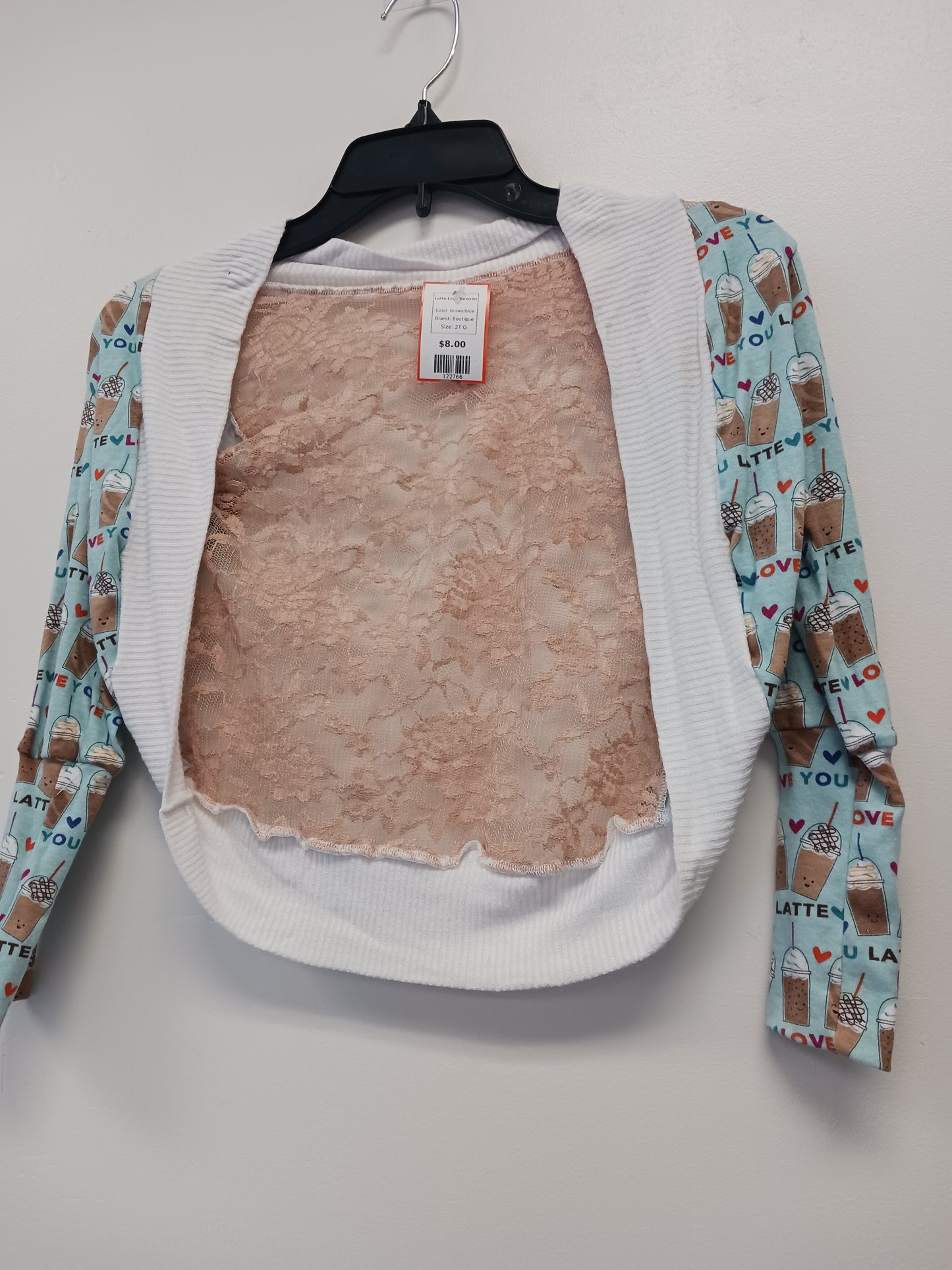 brown/blue Boutique Latte Love Sweater, 2T G