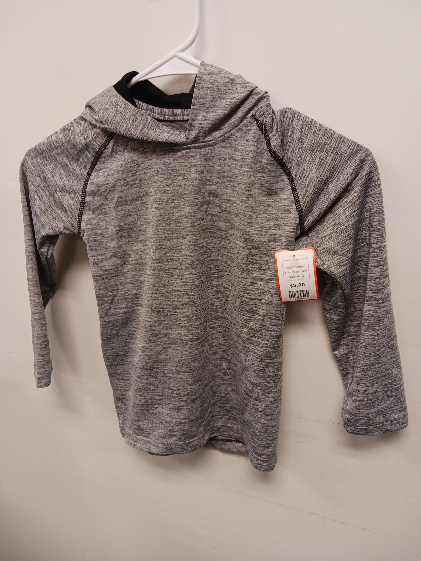 Grey Cougar Sport Hooded Longsleeve Shirt, 4T G