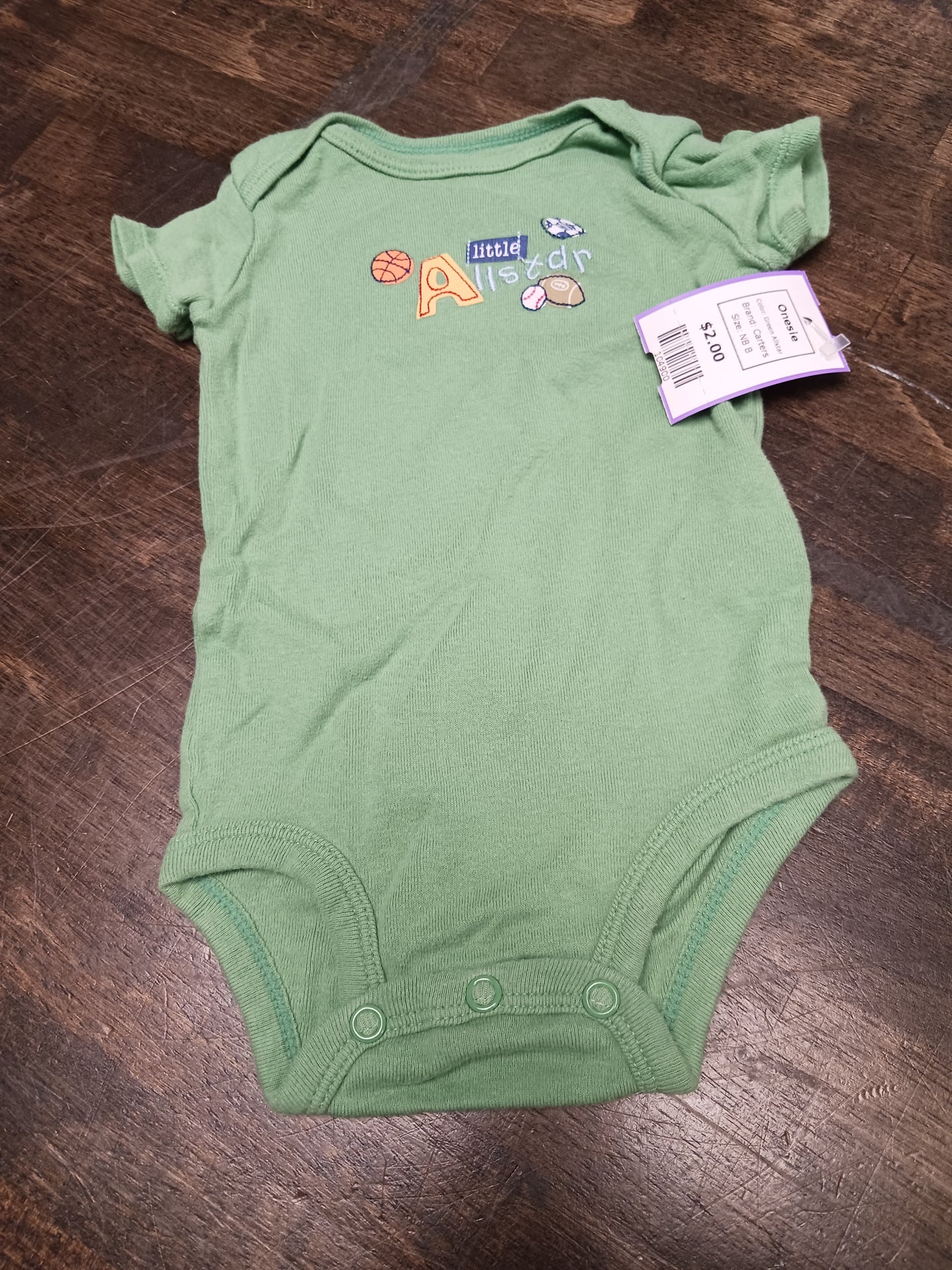 Green Allstar Carters Onesie, NB B