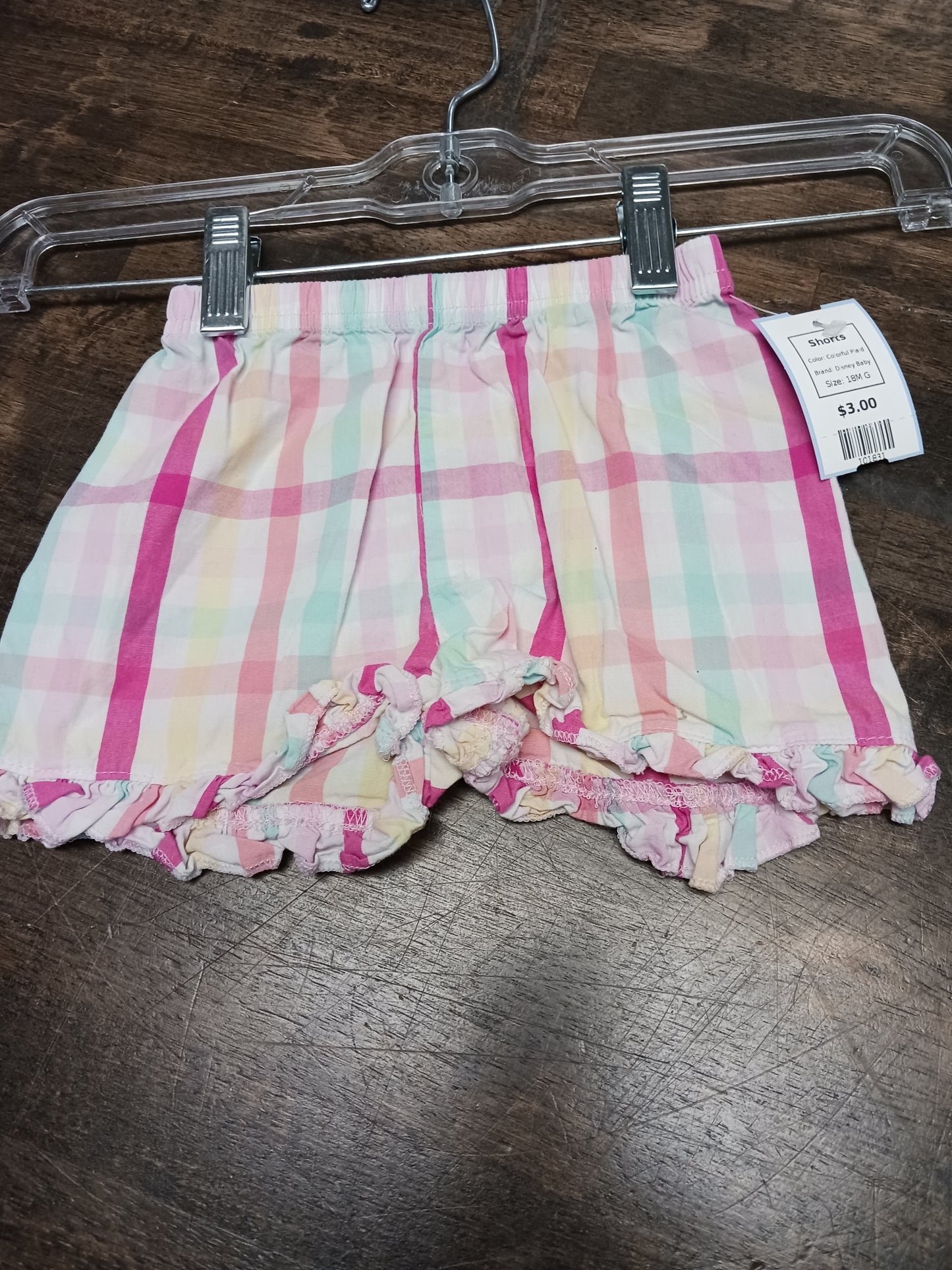 Colorful Plaid Disney Baby Shorts, 18M G