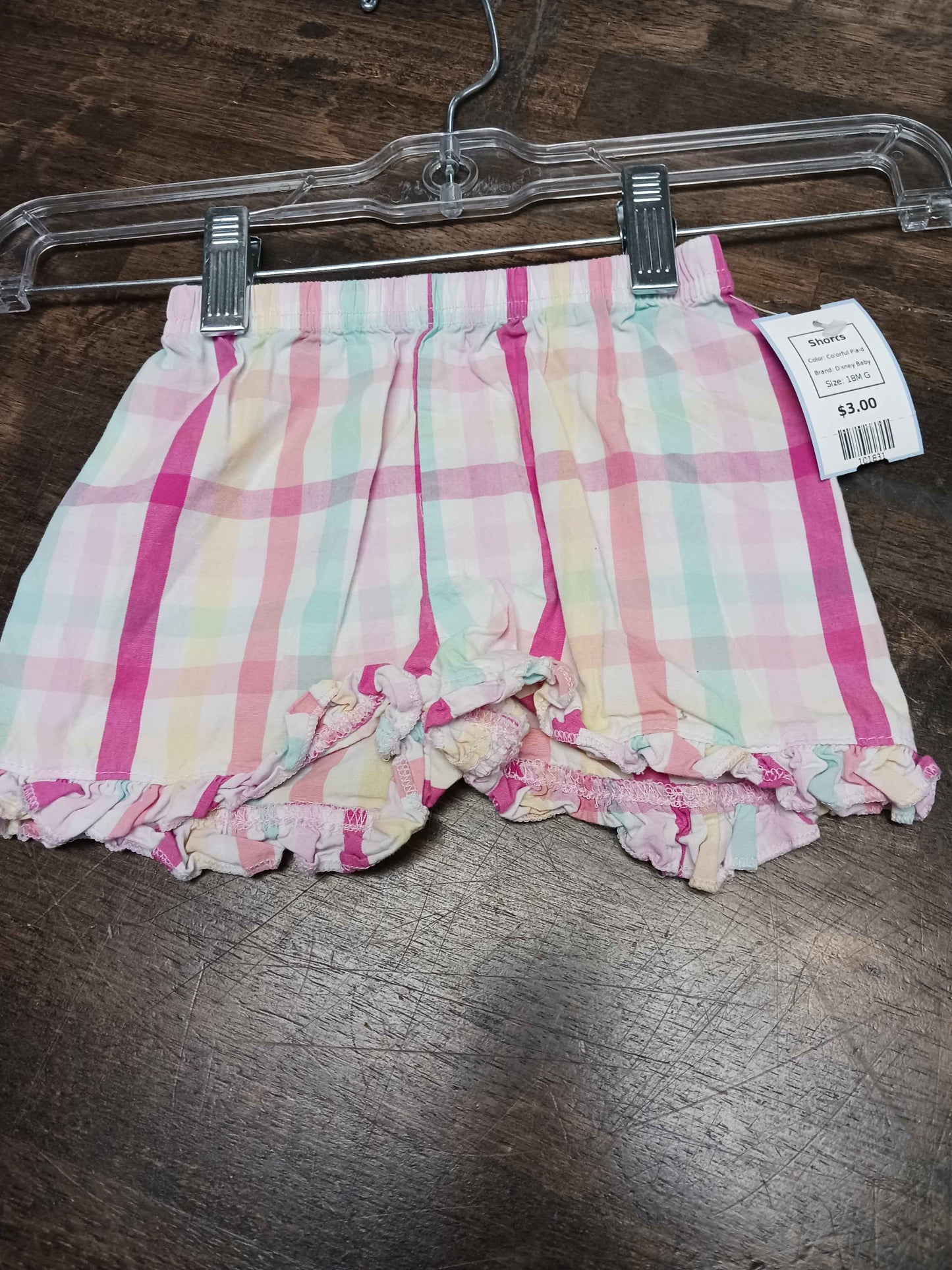 Colorful Plaid Disney Baby Shorts, 18M G