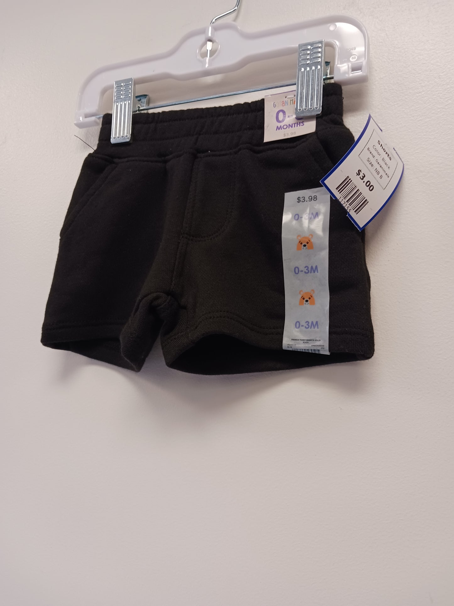 Black Garanimals Shorts, NB B