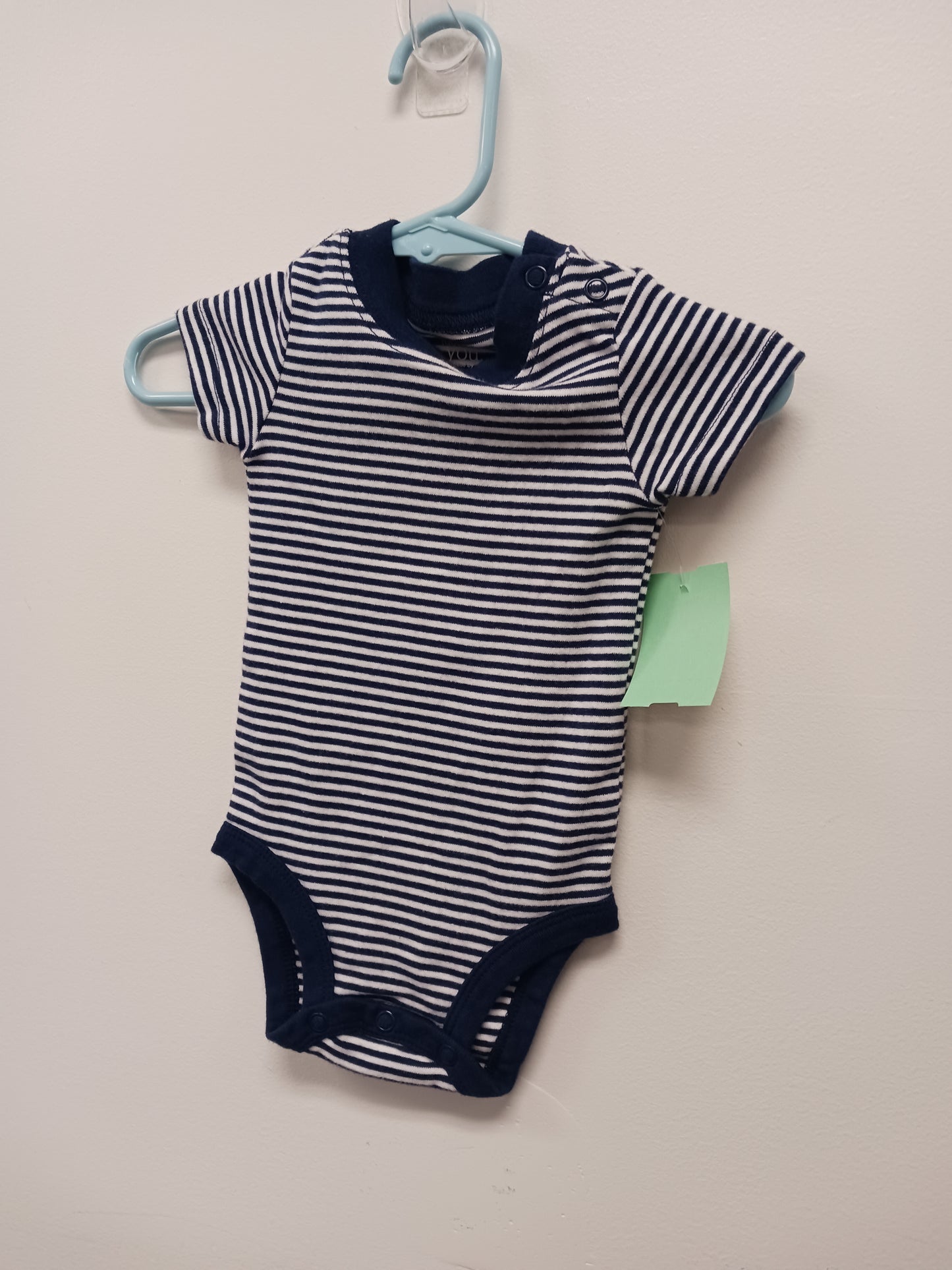 Navy/White Striped Carters Onesie, 3M B
