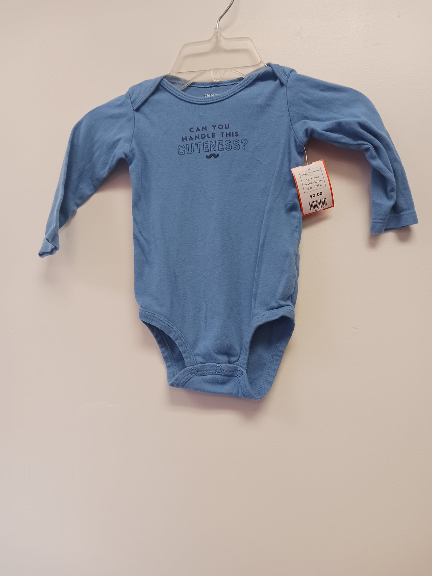 Blue Carters Longsleeve Onesie, 18M B