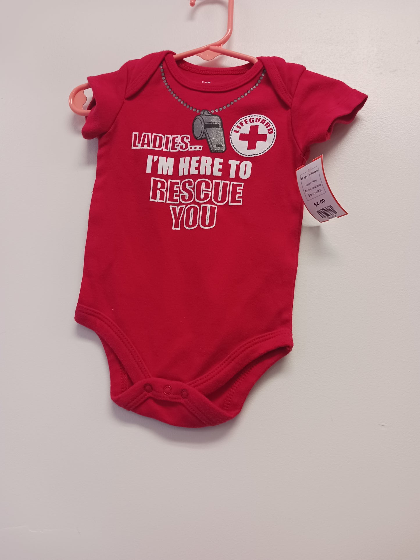 Red Boutique Lifeguard Onesie, 3-6M B