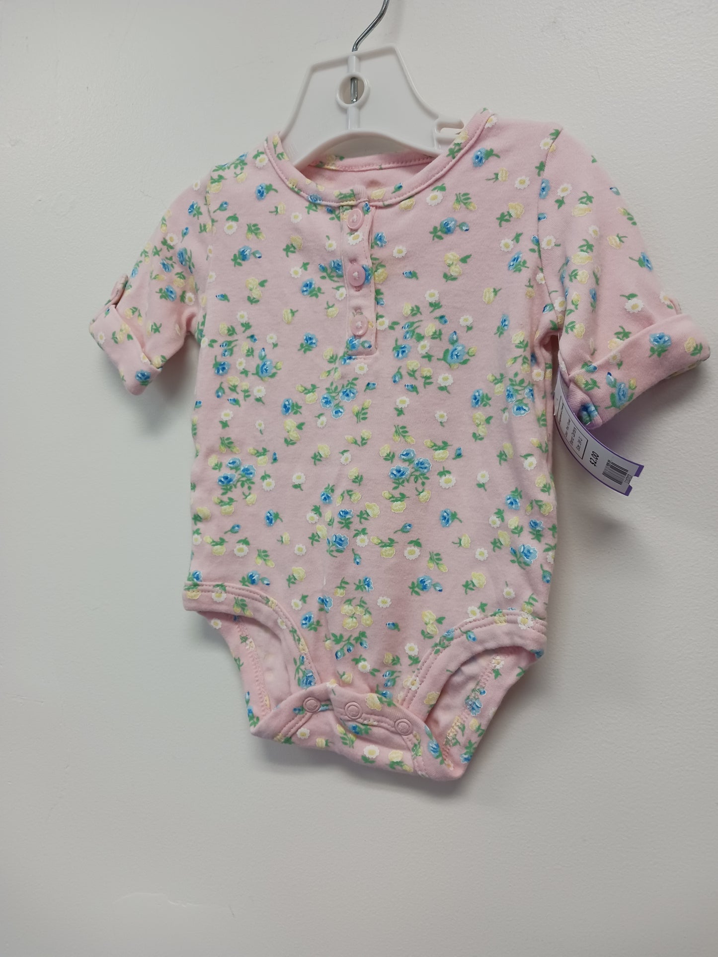 Pink Flower Carters Longsleeve Onesie, 3M G