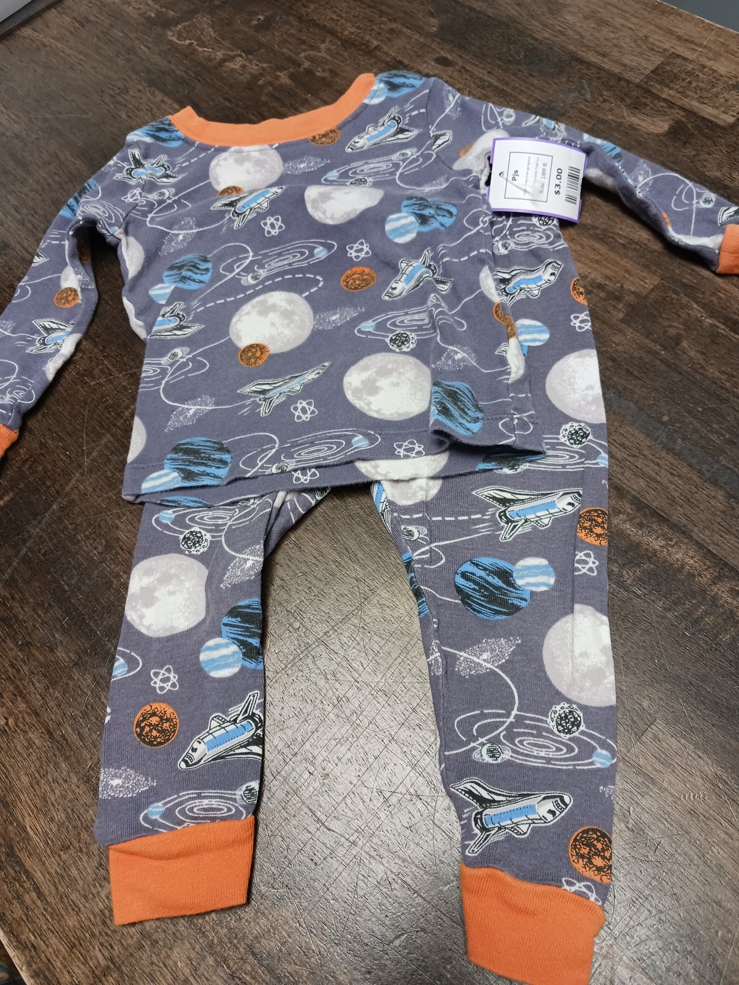 Grey/Orange Space Wonder Nation Pjs, 18M B
