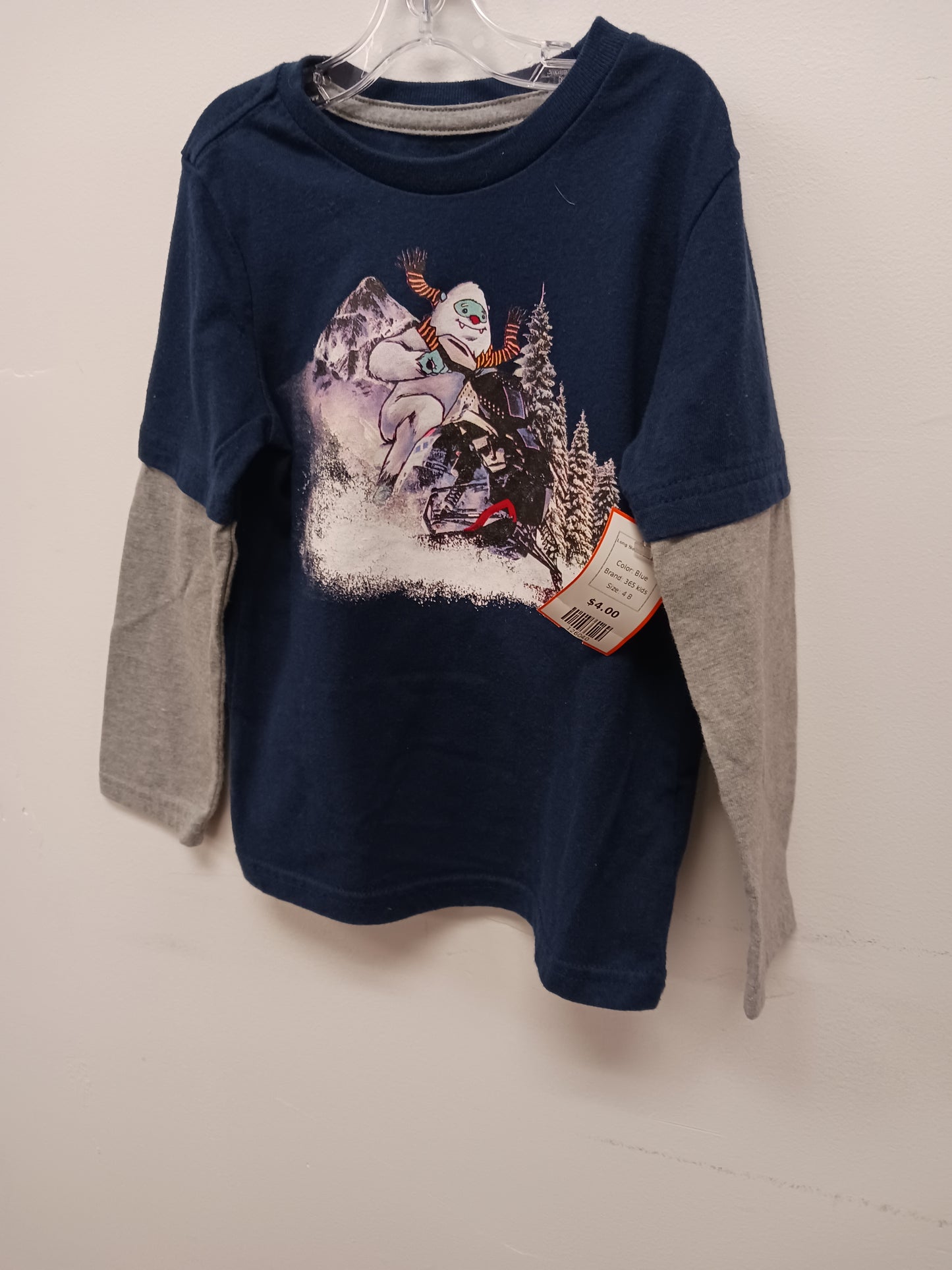 Blue 365 kids Long Sleeve Snow Shirt, 4 B
