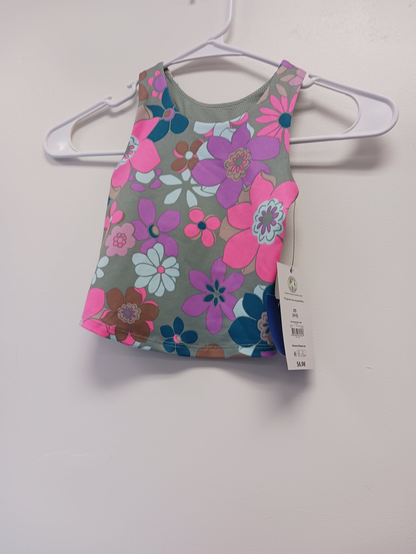 Green/Colorful Flower Athletic Works Tank Top, 4T G