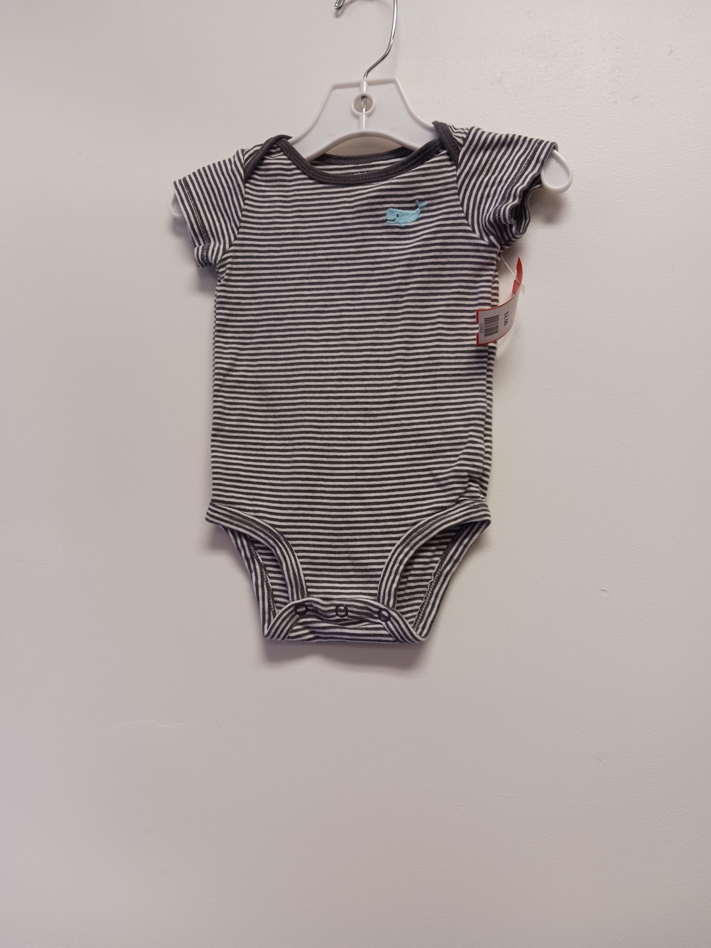 Grey/White Striped Carters Onesie, 9M B