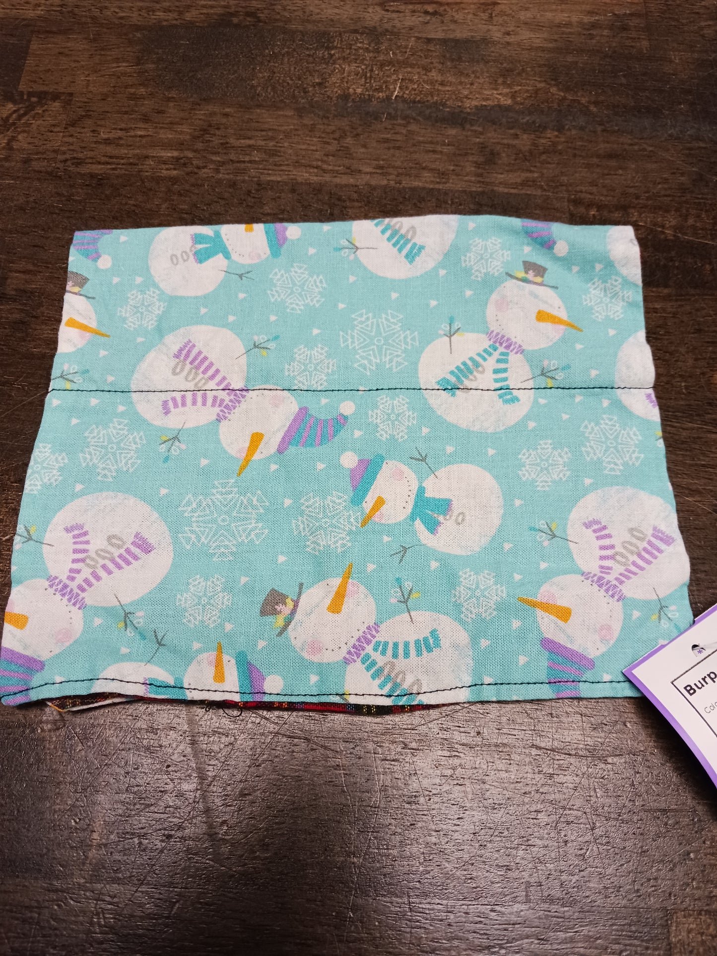 Blue Snowman Burp Cloth