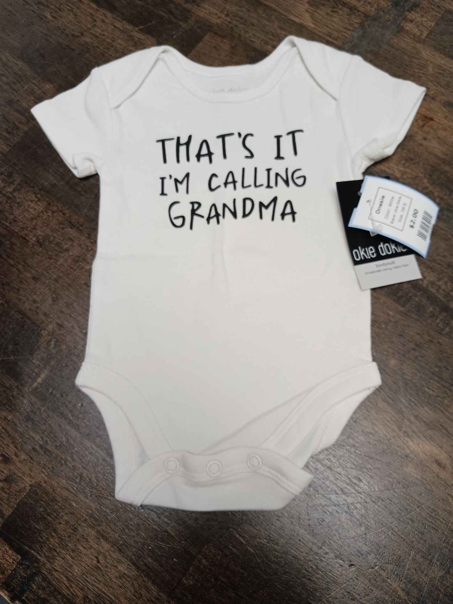 White Okie Dokie Onesie, 3M B