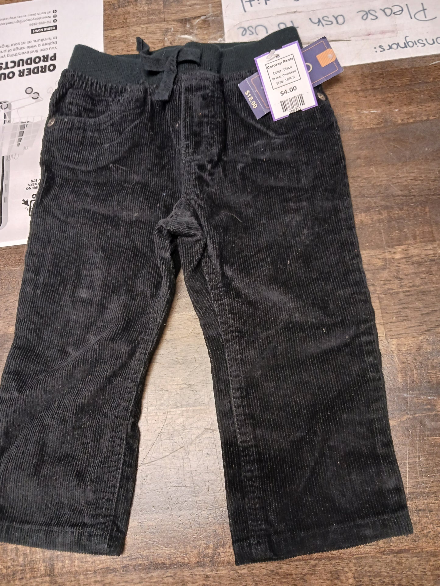 black Cherokee Cordroy Pants, 18M B