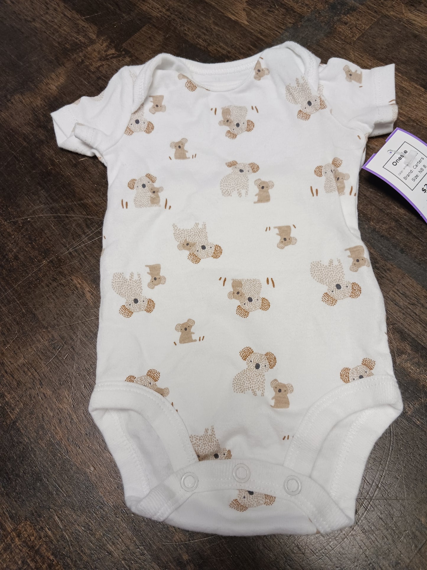 White/Brown Koala Carters Onesie, NB B