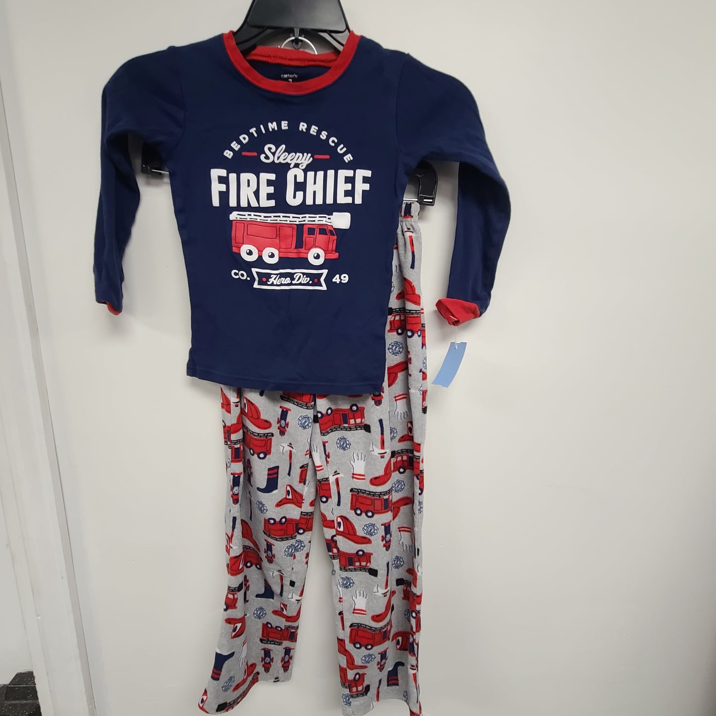 Grey/Red Firetruck Carters Pjs, 7 B