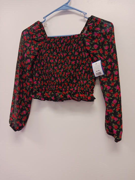 black/red Art Class Long Sleeve Rose Shirt, 8 G