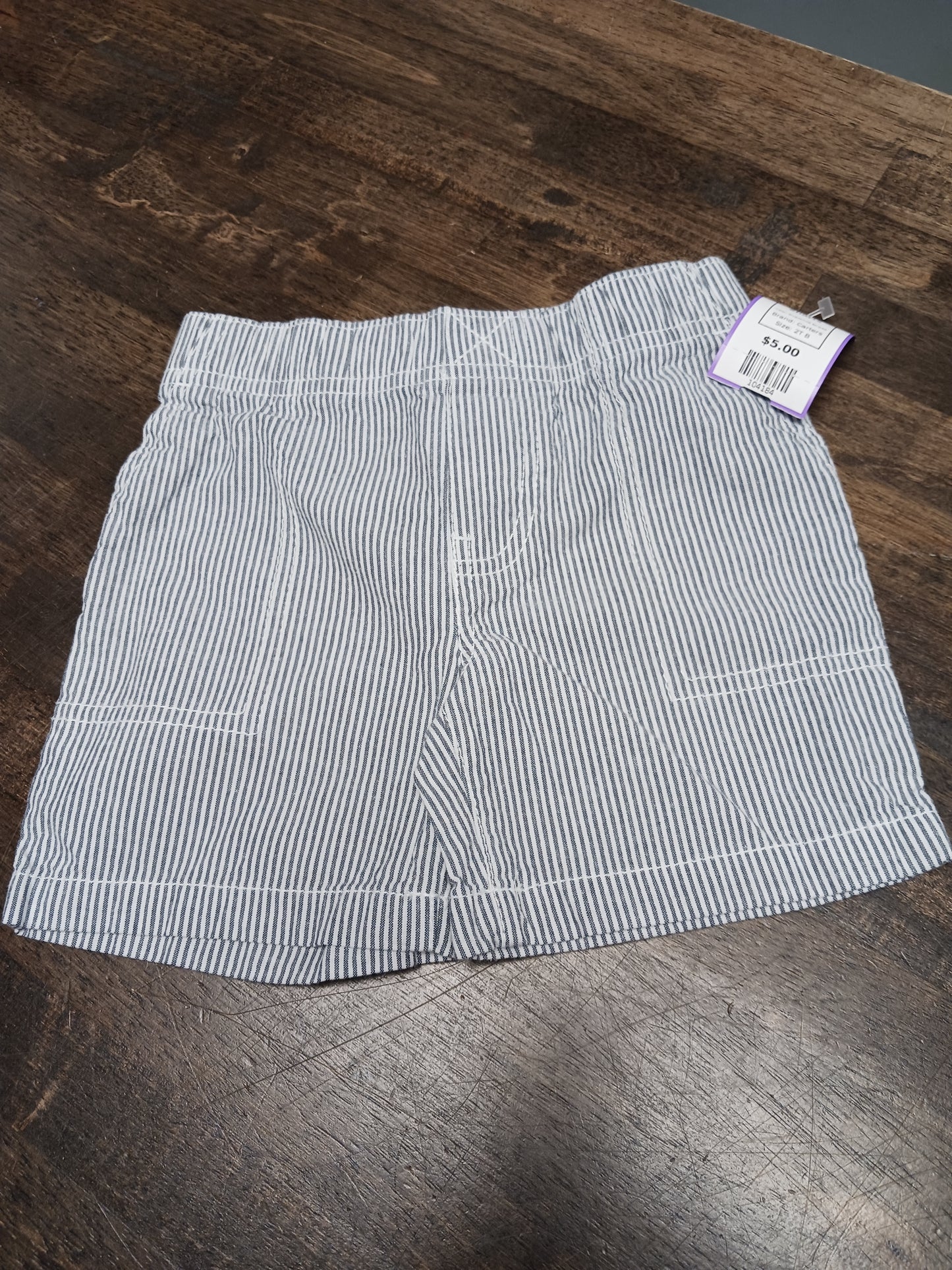 Blue/White Striped Carters Shorts, 2T B