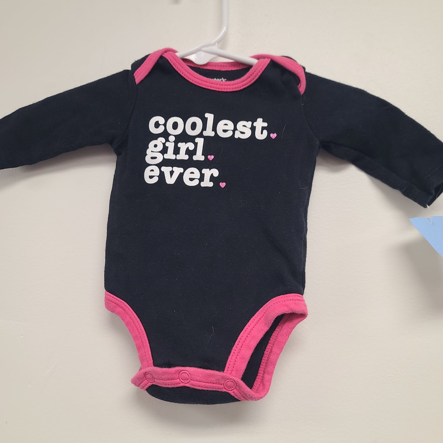 Black/Pink Carters Longsleeve Onesie, NB G