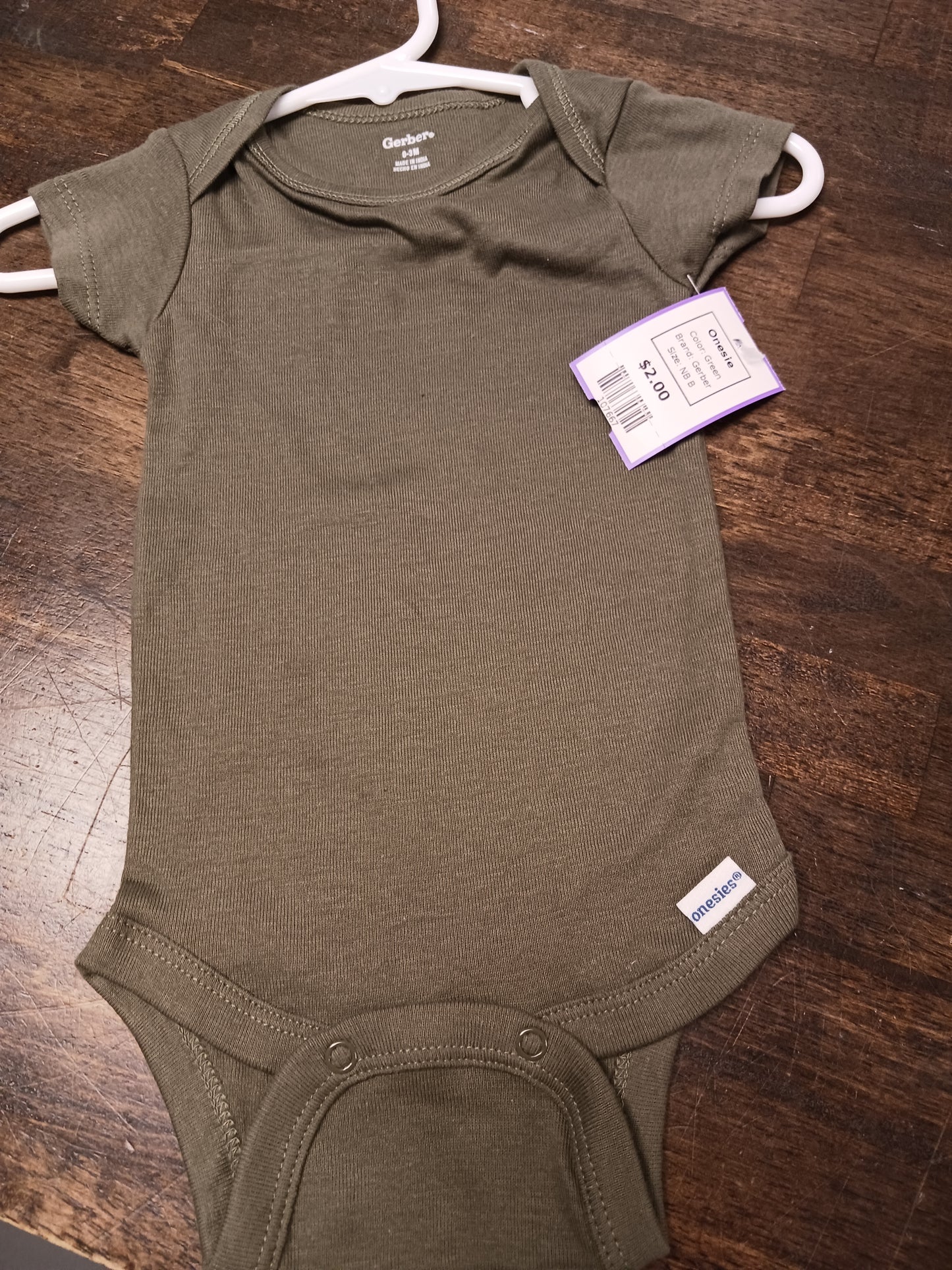 Green Gerber Onesie, NB B