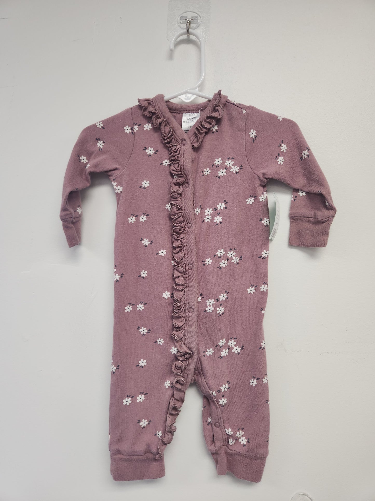 Purple/White Flower Gerber Pant One Piece, 3M G