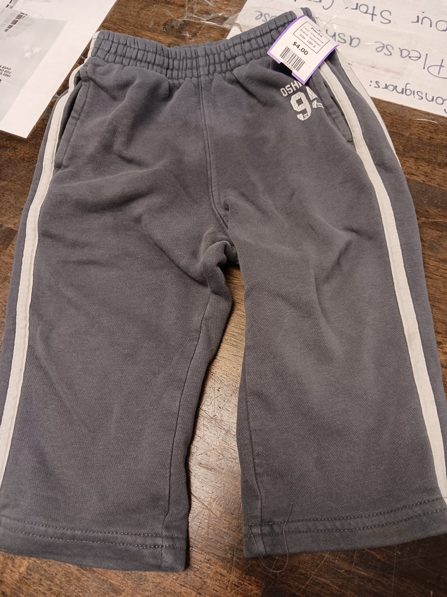 Grey/White OshKosh Pants, 18M B